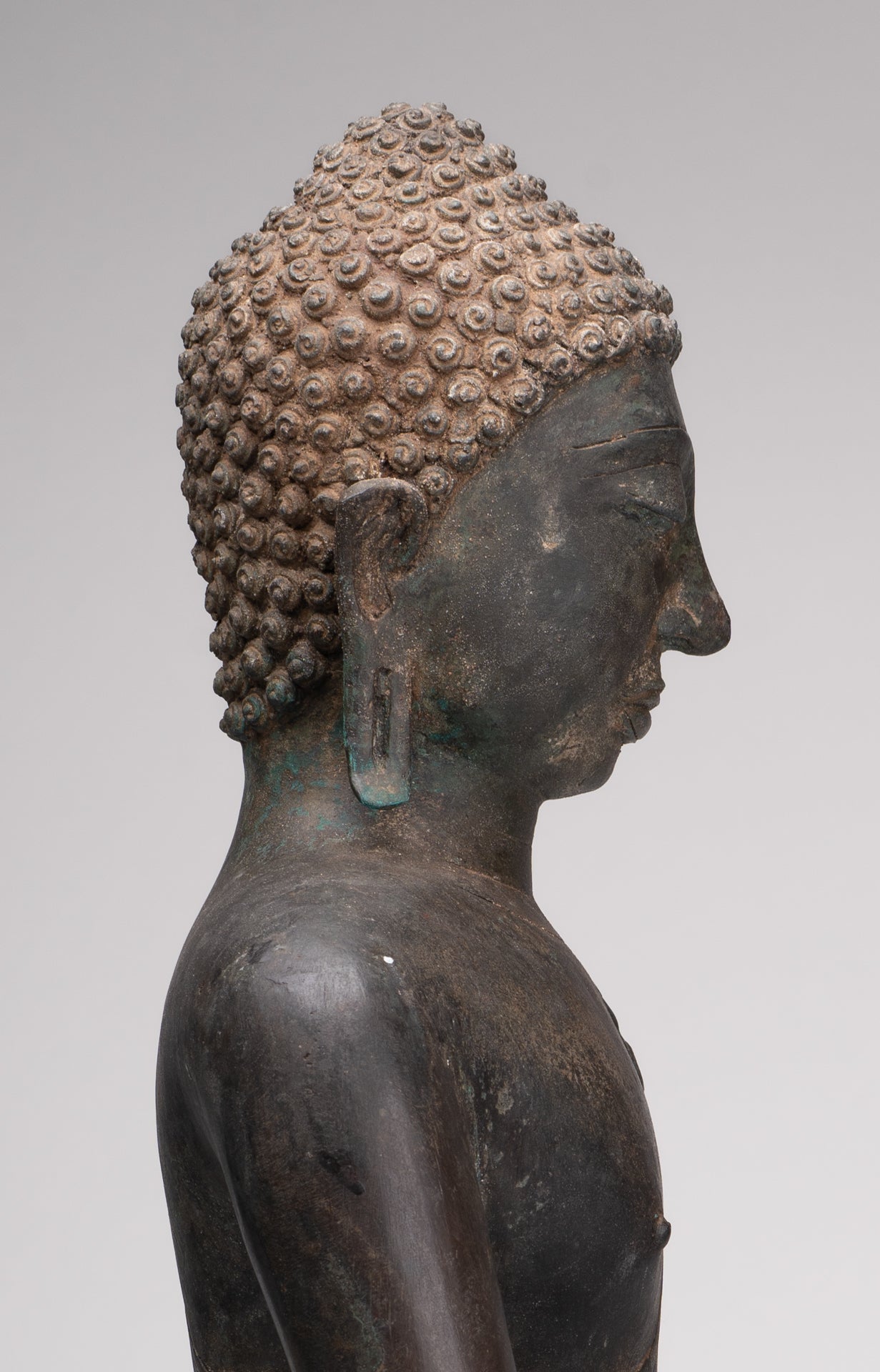 Buddha Statue - Antique Srivijaya Style Seated Enlightenment Buddha Statue - 63cm/25"