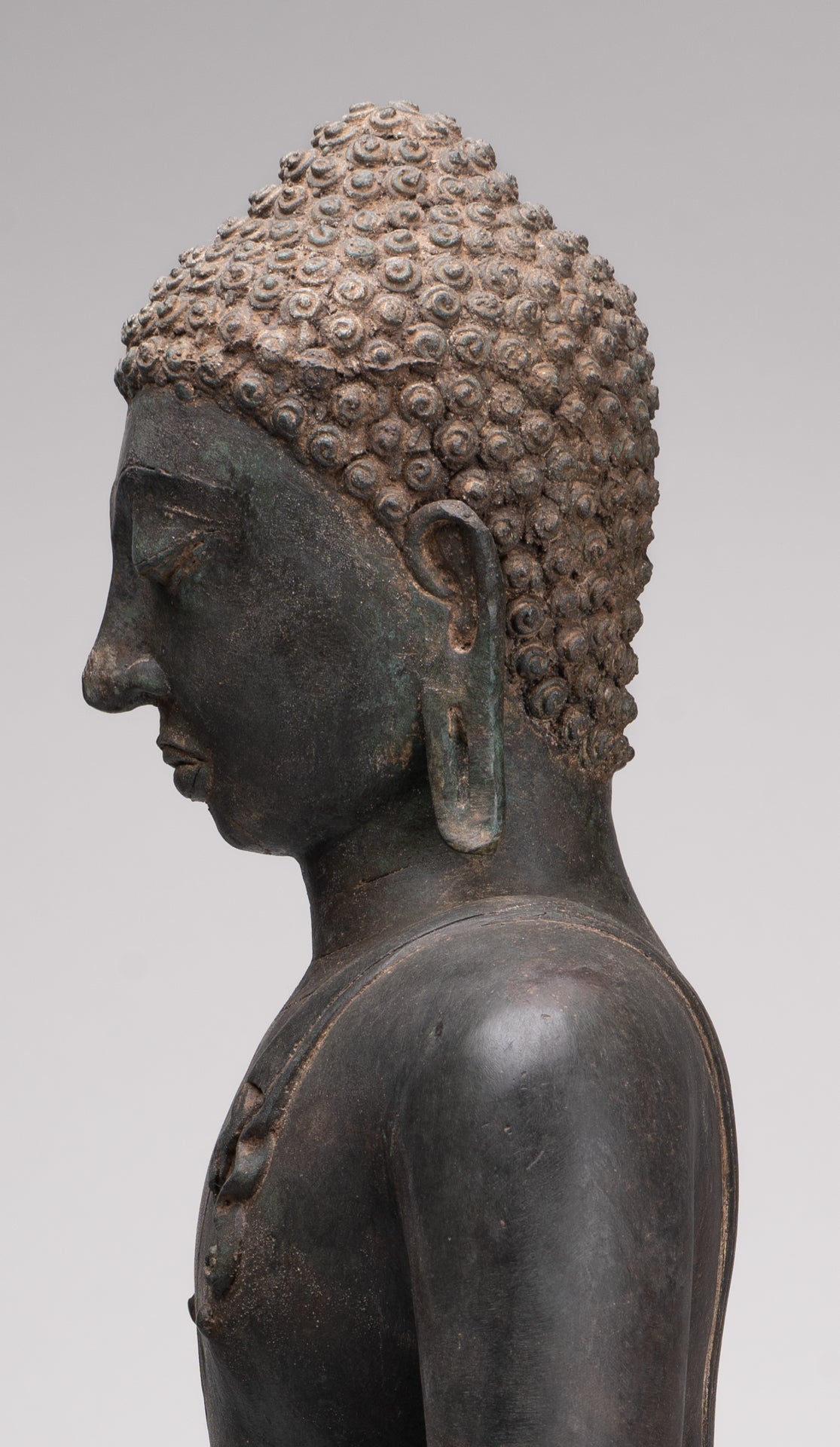 Buddha Statue - Antique Srivijaya Style Seated Enlightenment Buddha Statue - 63cm/25"