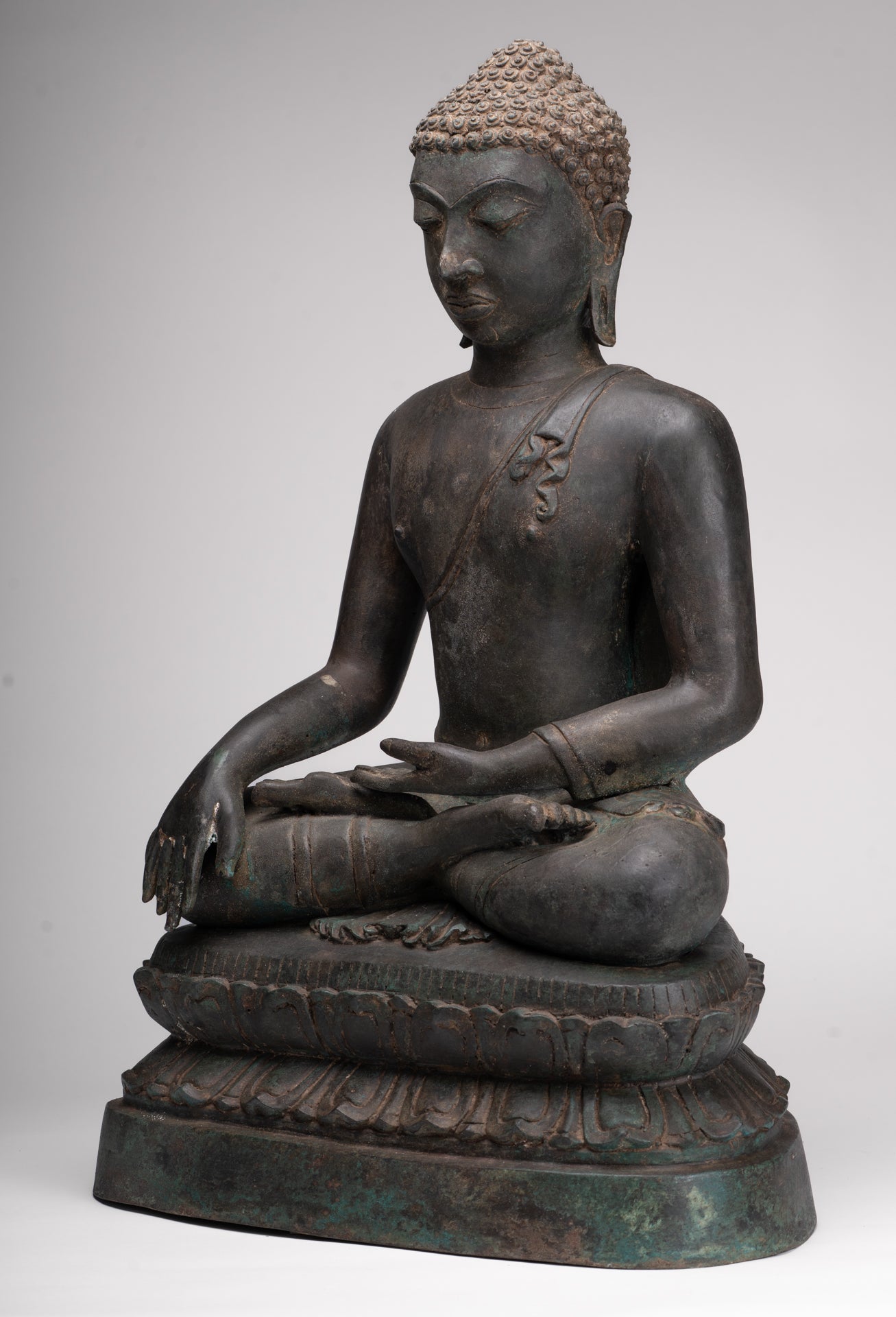 Buddha Statue - Antique Srivijaya Style Seated Enlightenment Buddha Statue - 63cm/25"