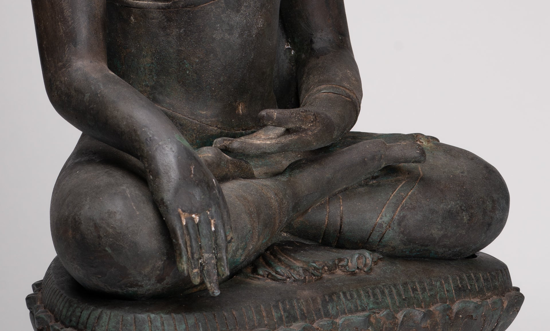 Buddha Statue - Antique Srivijaya Style Seated Enlightenment Buddha Statue - 63cm/25"