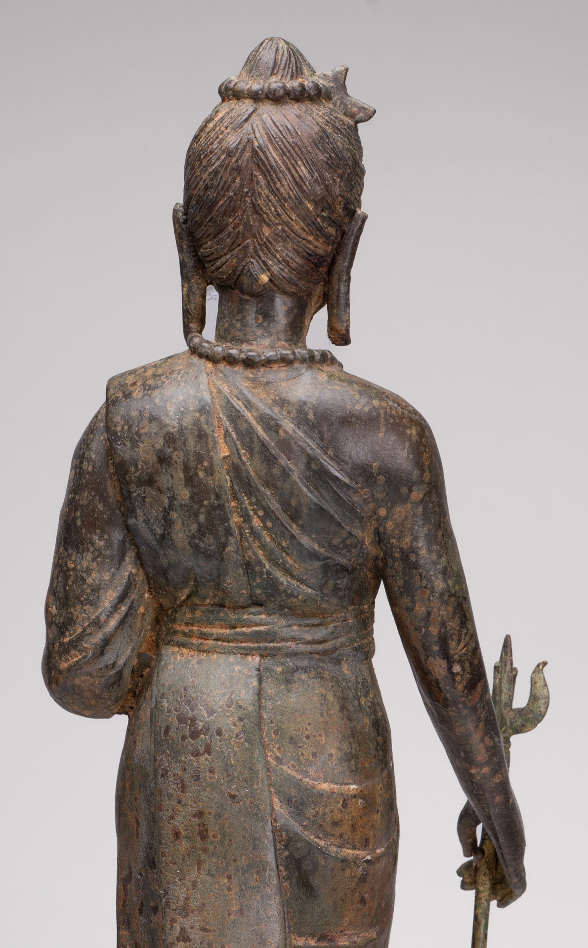 Antique Thai Style Bronze Standing Shiva with Turtle and Naga - 58cm/23"