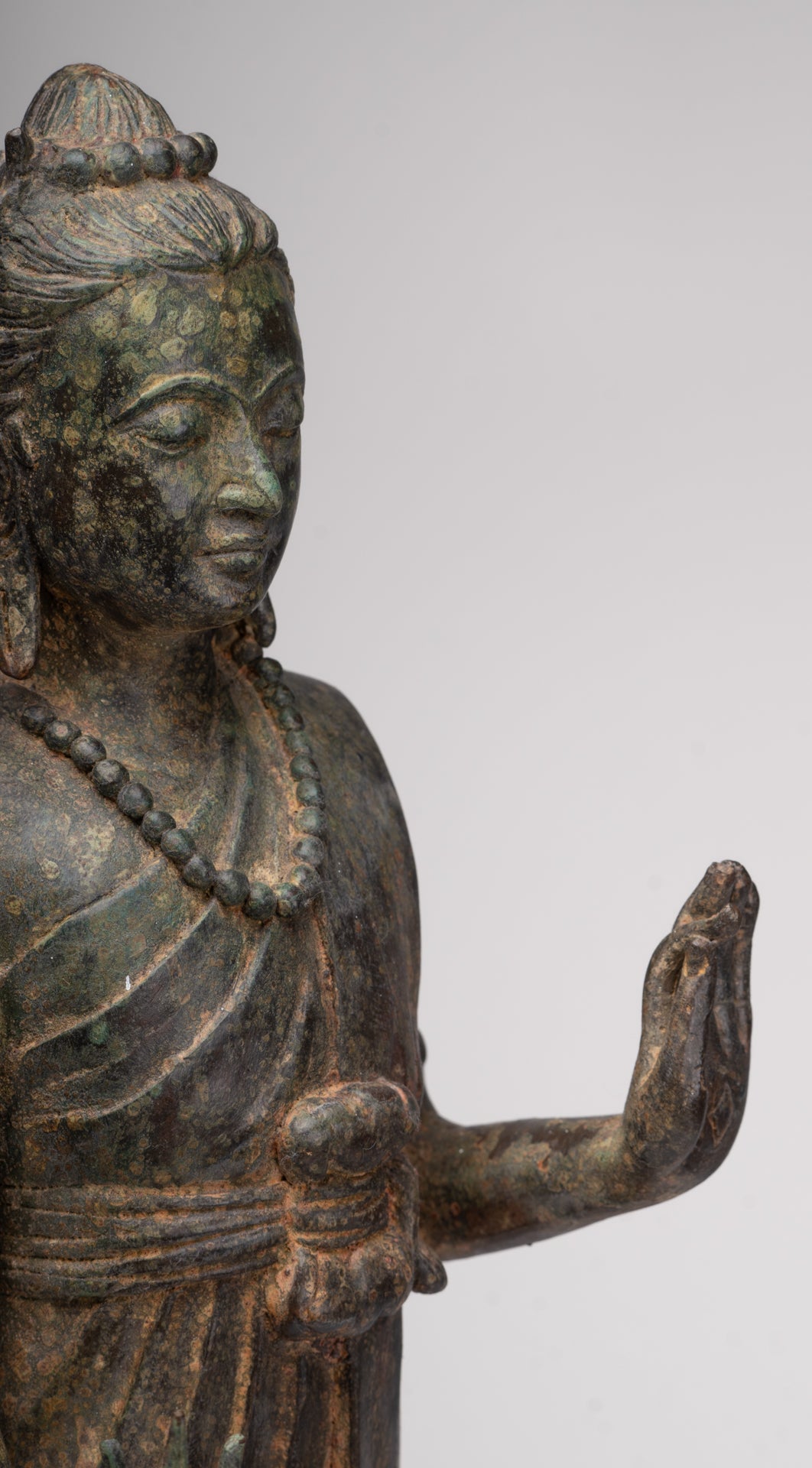 Antique Thai Style Bronze Standing Shiva with Turtle and Naga - 58cm/23"