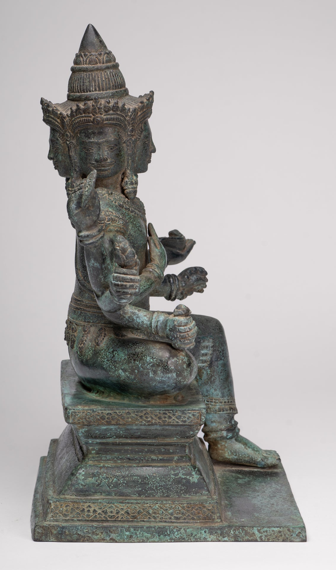 Brahma Statue - Antique Khmer Style Bronze Angkor Wat Brahma - Hindu God Creation - 38cm/15"