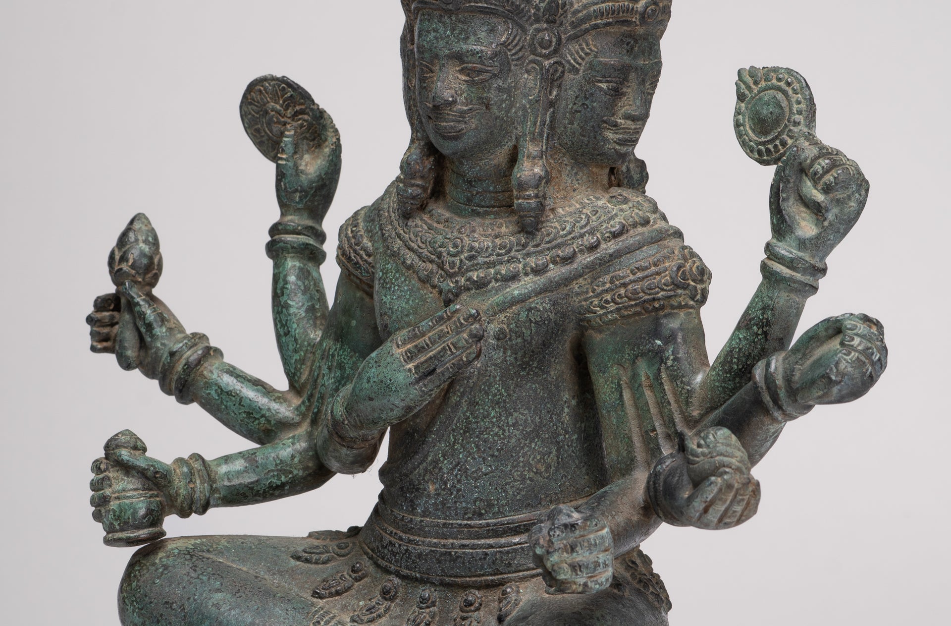 Brahma Statue - Antique Khmer Style Bronze Angkor Wat Brahma - Hindu God Creation - 38cm/15"