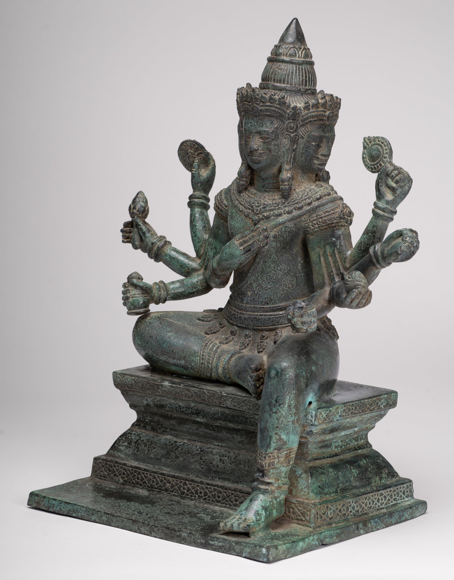 Brahma Statue - Antique Khmer Style Bronze Angkor Wat Brahma - Hindu God Creation - 38cm/15"