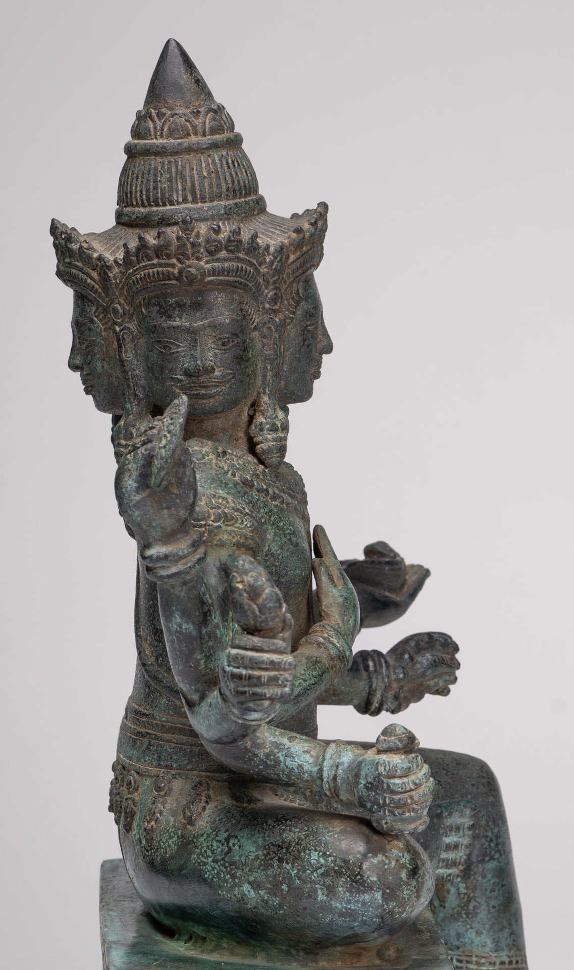 Brahma Statue - Antique Khmer Style Bronze Angkor Wat Brahma - Hindu God Creation - 38cm/15"