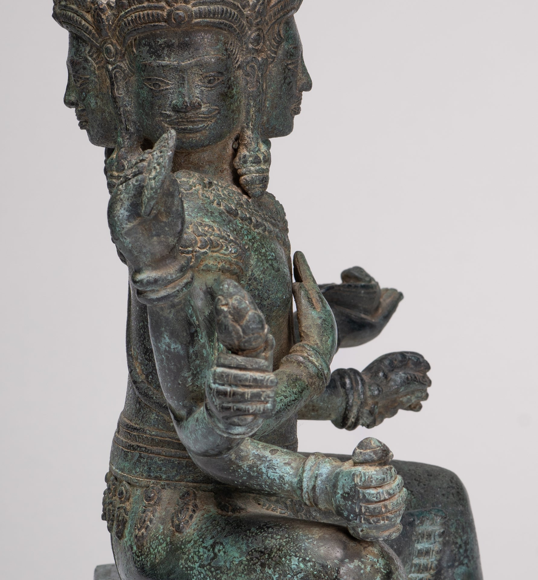 Brahma Statue - Antique Khmer Style Bronze Angkor Wat Brahma - Hindu God Creation - 38cm/15"