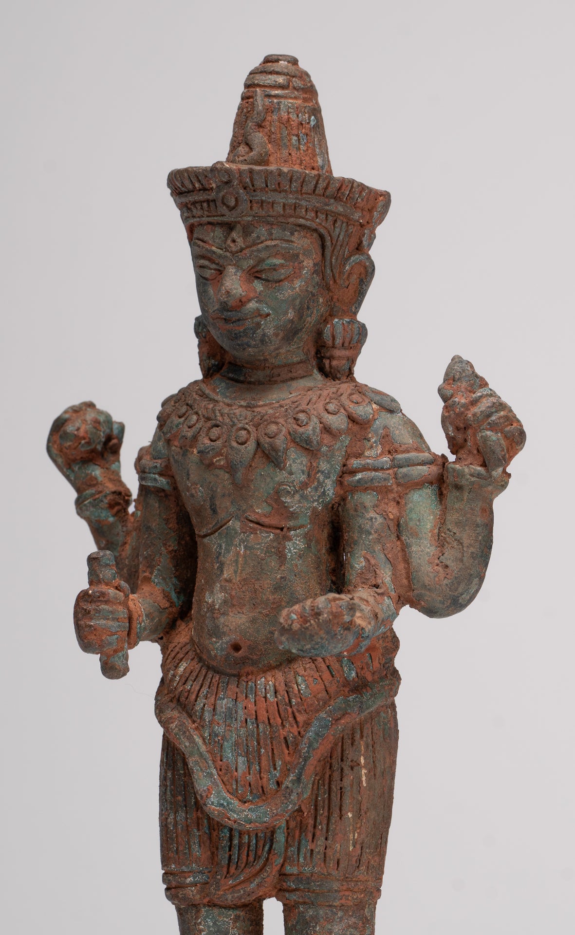 Antique Lopburi Style Thai Bronze Vishnu Statue - 22cm/9"