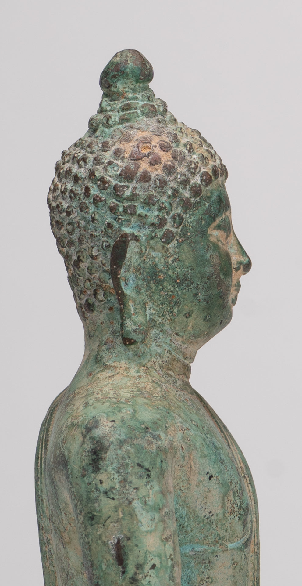 Buddha Statue - Antique Thai Style Bronze Chiang Saen Enlightenment Buddha Statue - 15.5cm/6"