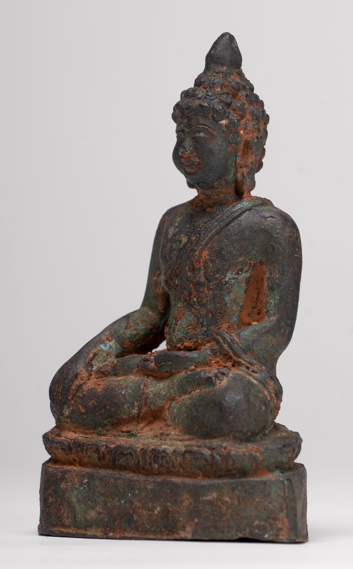 Buddha-Statue – Antik-Thai-Stil Bronze Chiang Saen Erleuchtungs-Buddha-Statue – 11,5 cm/5 Zoll