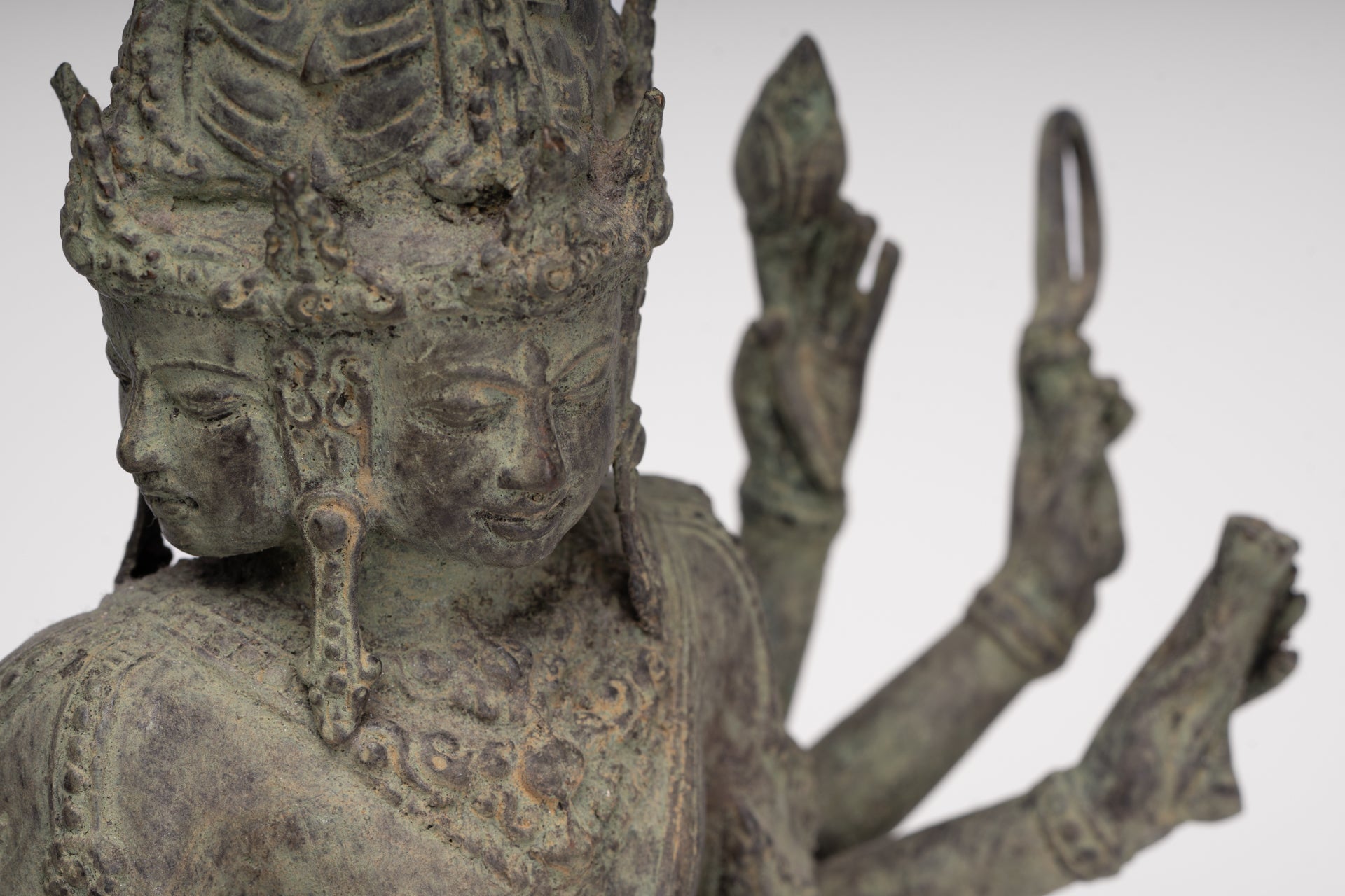 Brahma Statue - Antique Indonesian Style Bronze Brahma - Hindu God Creation - 36cm/14"