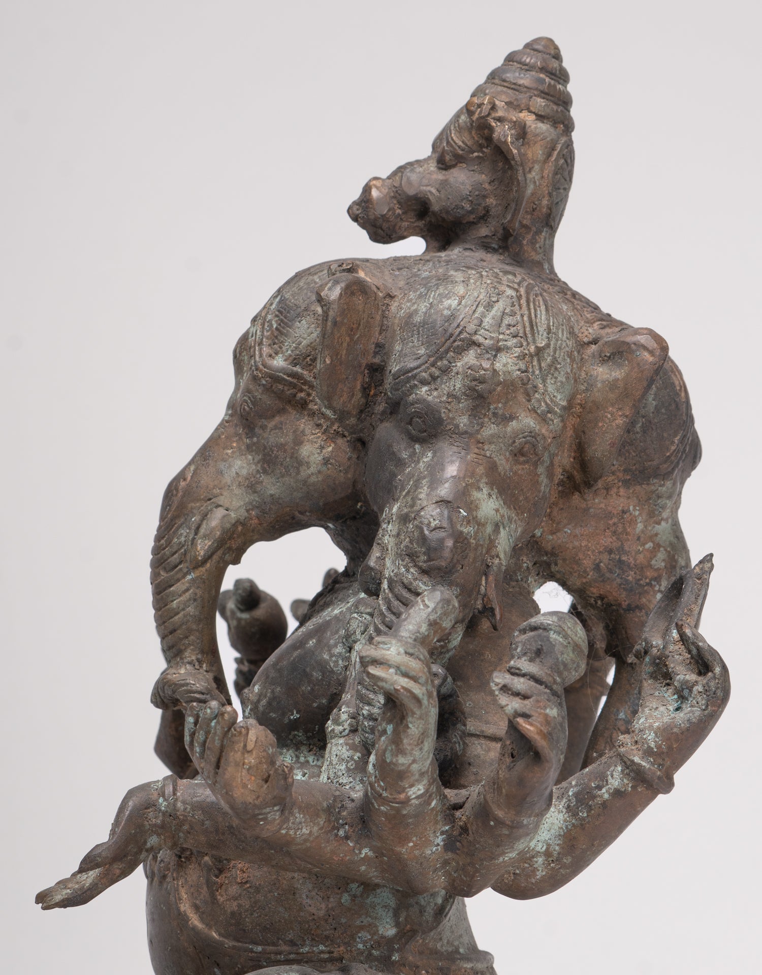 Ganesh - Antique Indonesian Style Bronze Heramba Ganesha Statue - 34cm/14"