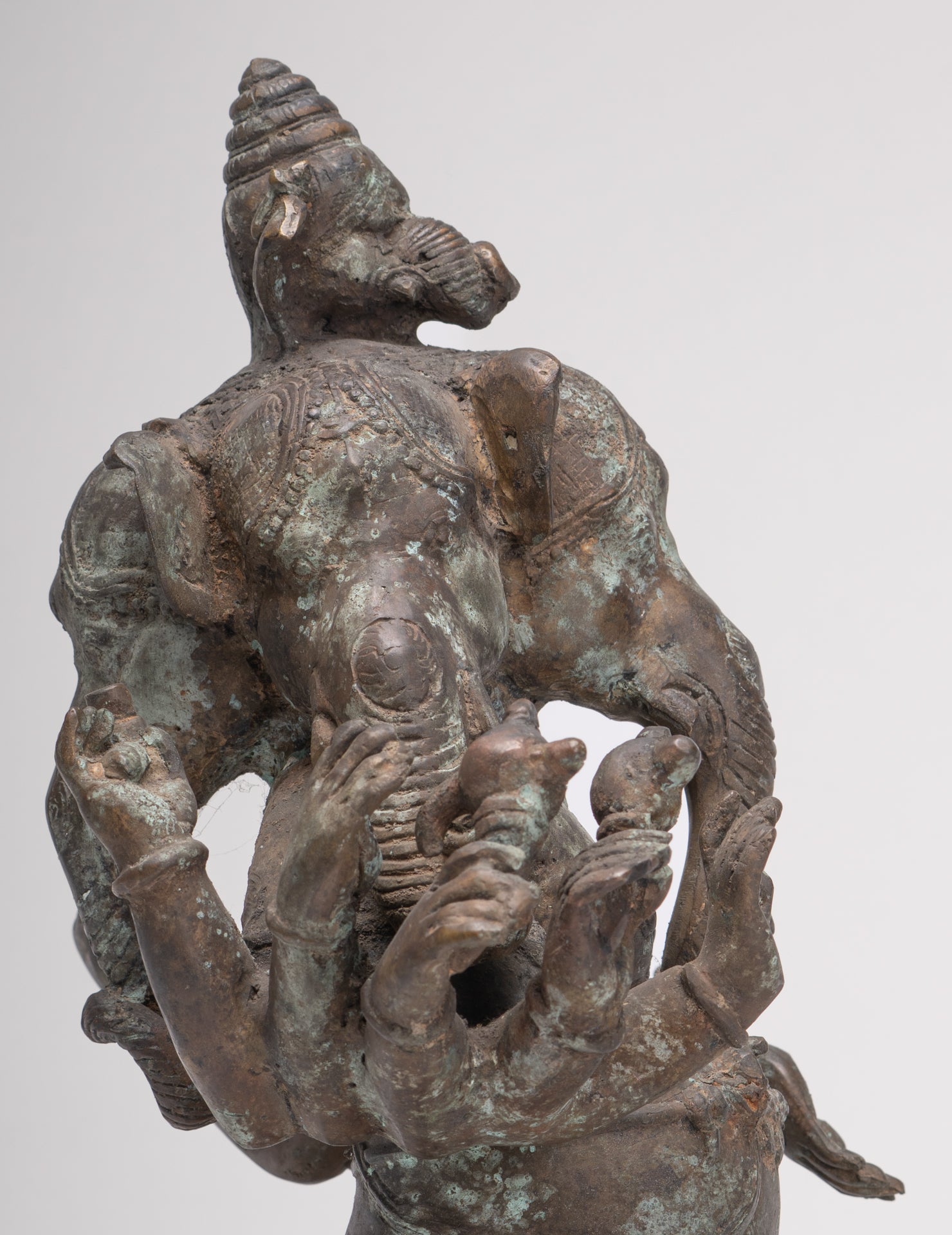Ganesh - Antique Indonesian Style Bronze Heramba Ganesha Statue - 34cm/14"