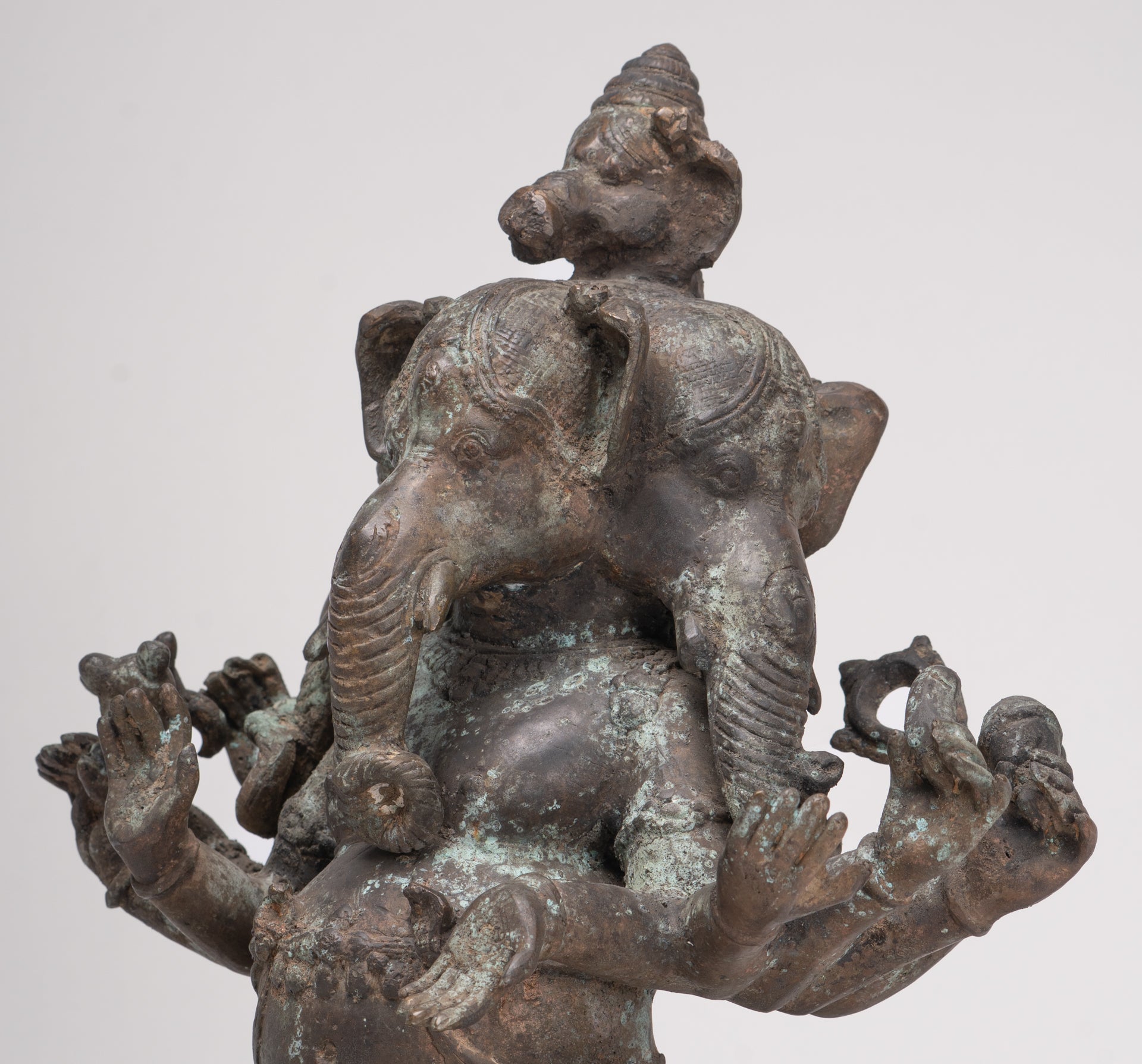 Ganesh - Antique Indonesian Style Bronze Heramba Ganesha Statue - 34cm/14"