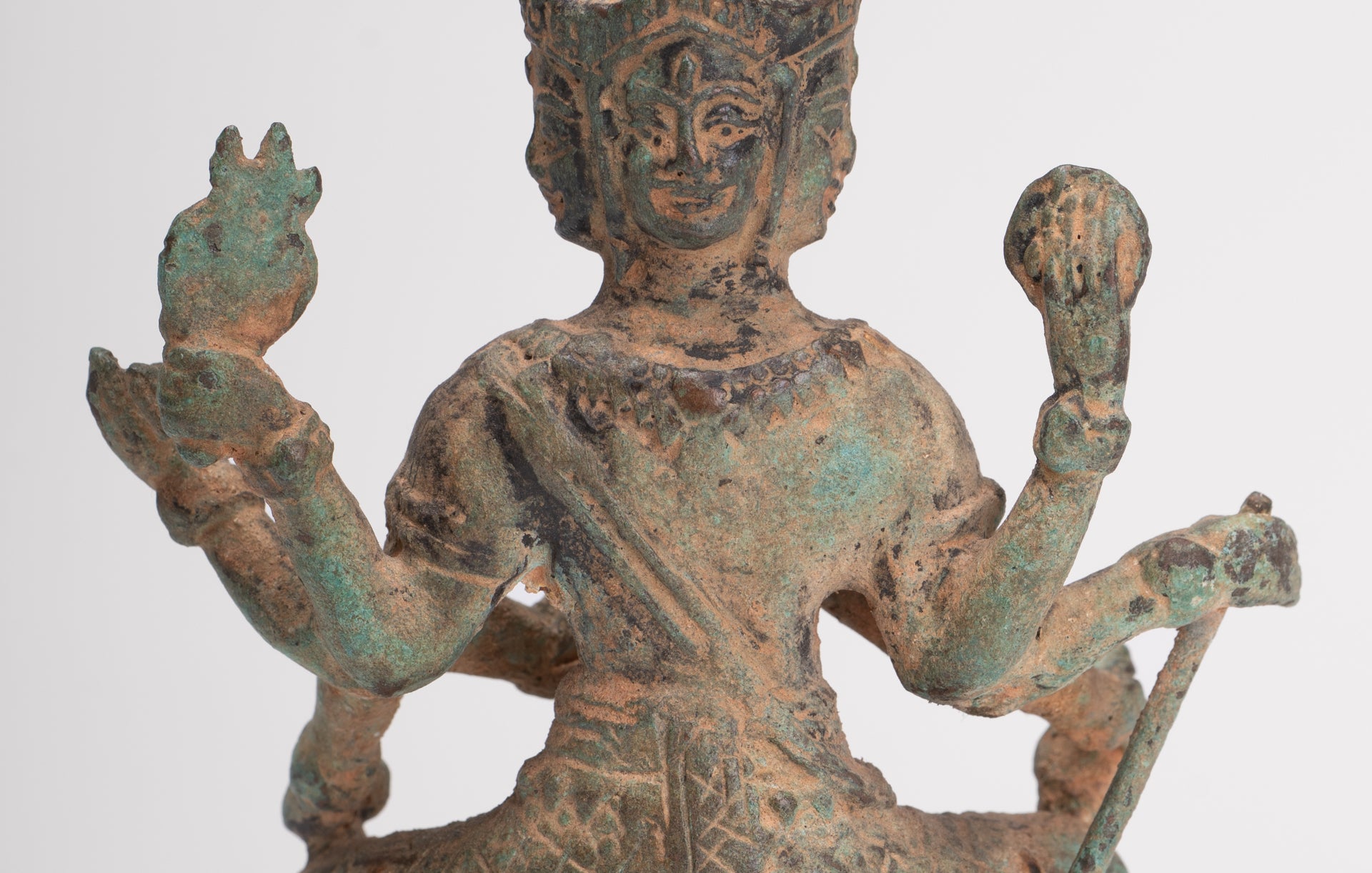 Brahma Statue - Antique Khmer Style Bronze Brahma - Hindu God Creation - 15cm/6"
