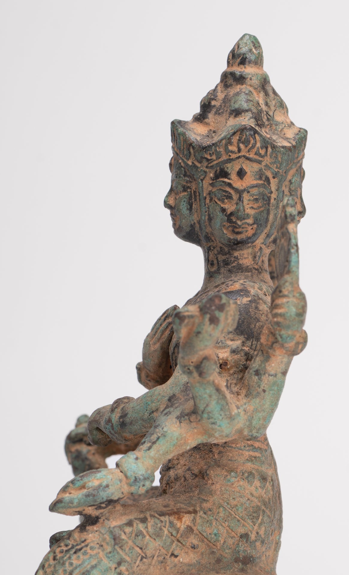 Brahma Statue - Antique Khmer Style Bronze Brahma - Hindu God Creation - 15cm/6"