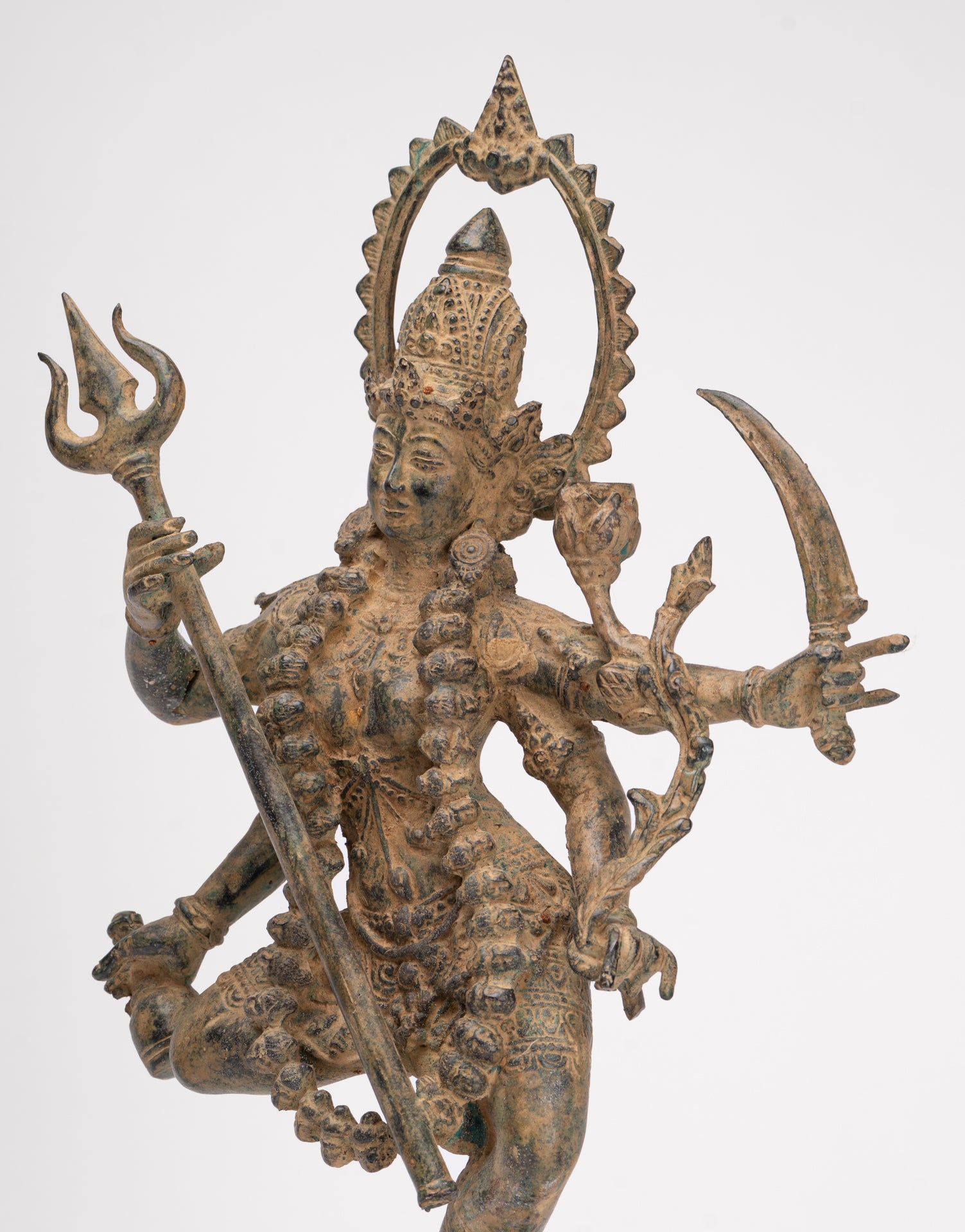 Kali Statue - Antique Java Style Majapahit Standing Bronze Kali or Mahakali Statue - 44cm/18"