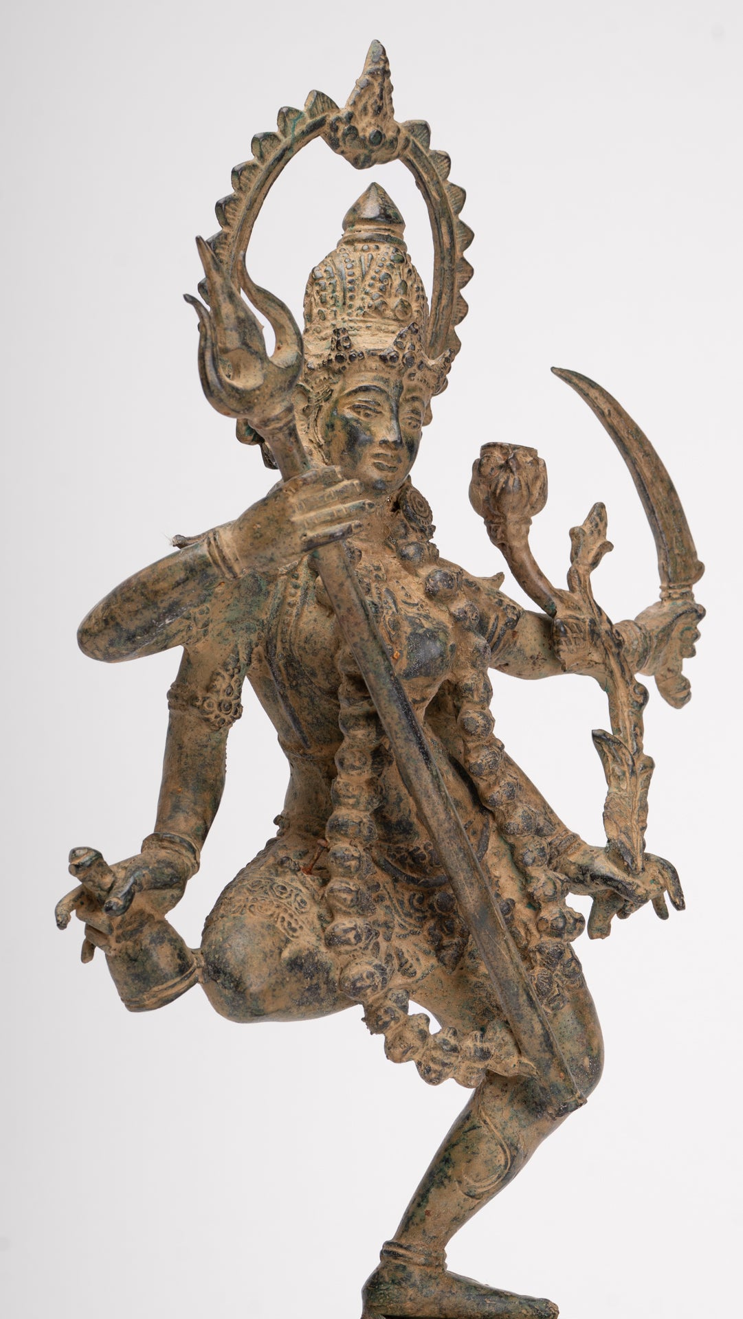 Kali Statue - Antique Java Style Majapahit Standing Bronze Kali or Mahakali Statue - 44cm/18"
