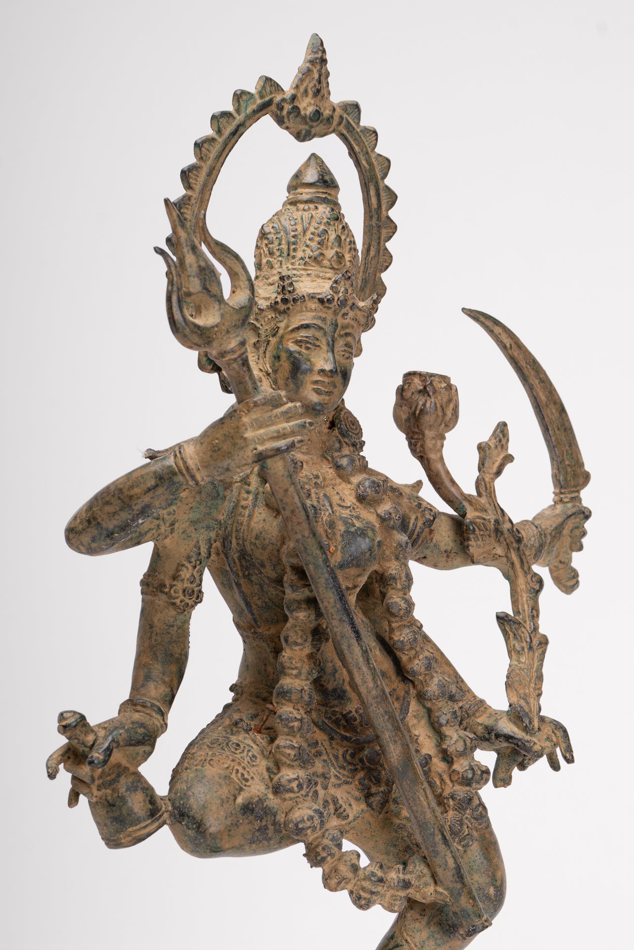 Kali Statue - Antique Java Style Majapahit Standing Bronze Kali or Mahakali Statue - 44cm/18"