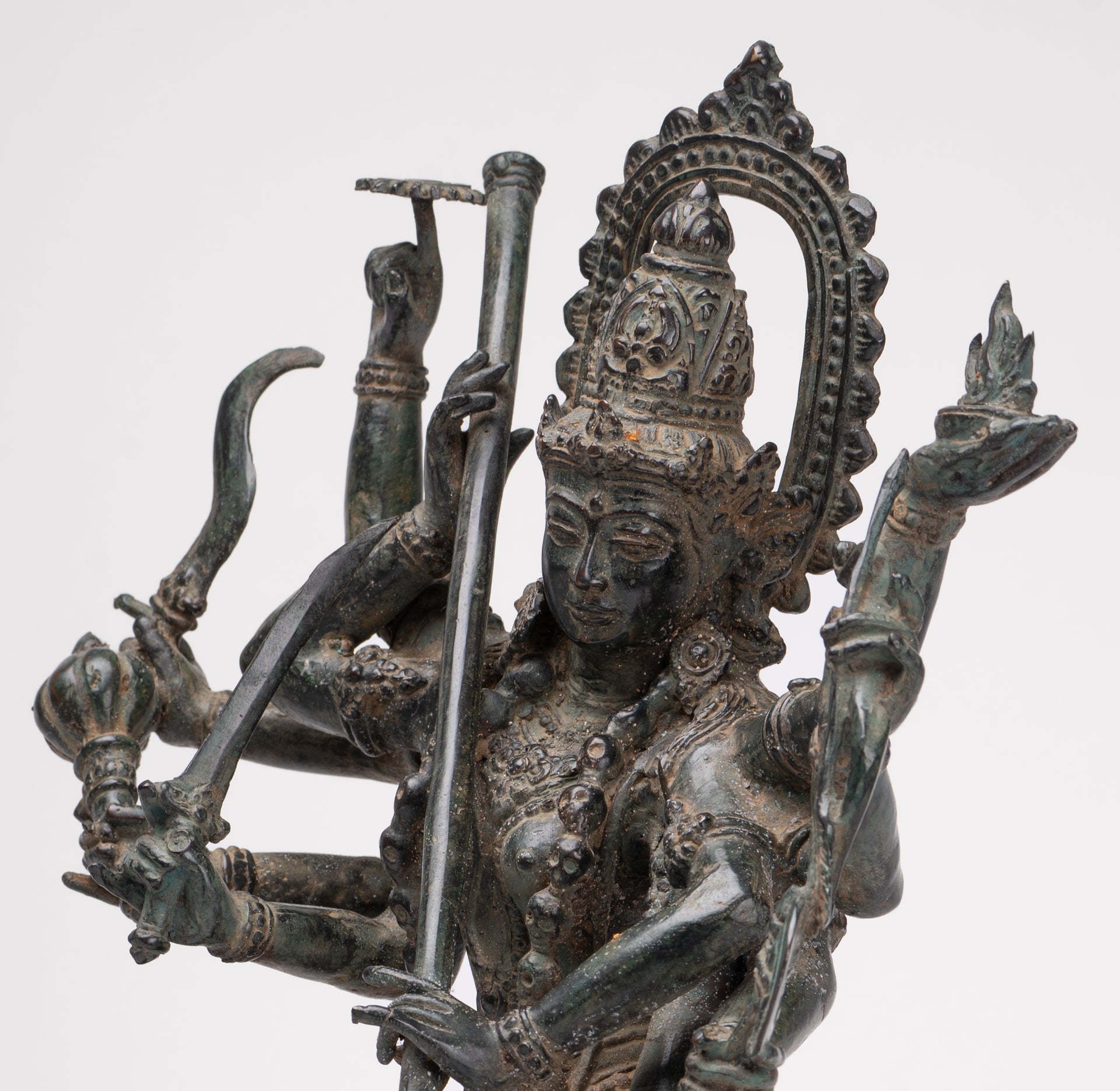 Antique Javanese Style Majapahit Simhavahini Durga Statue - 45cm/18"