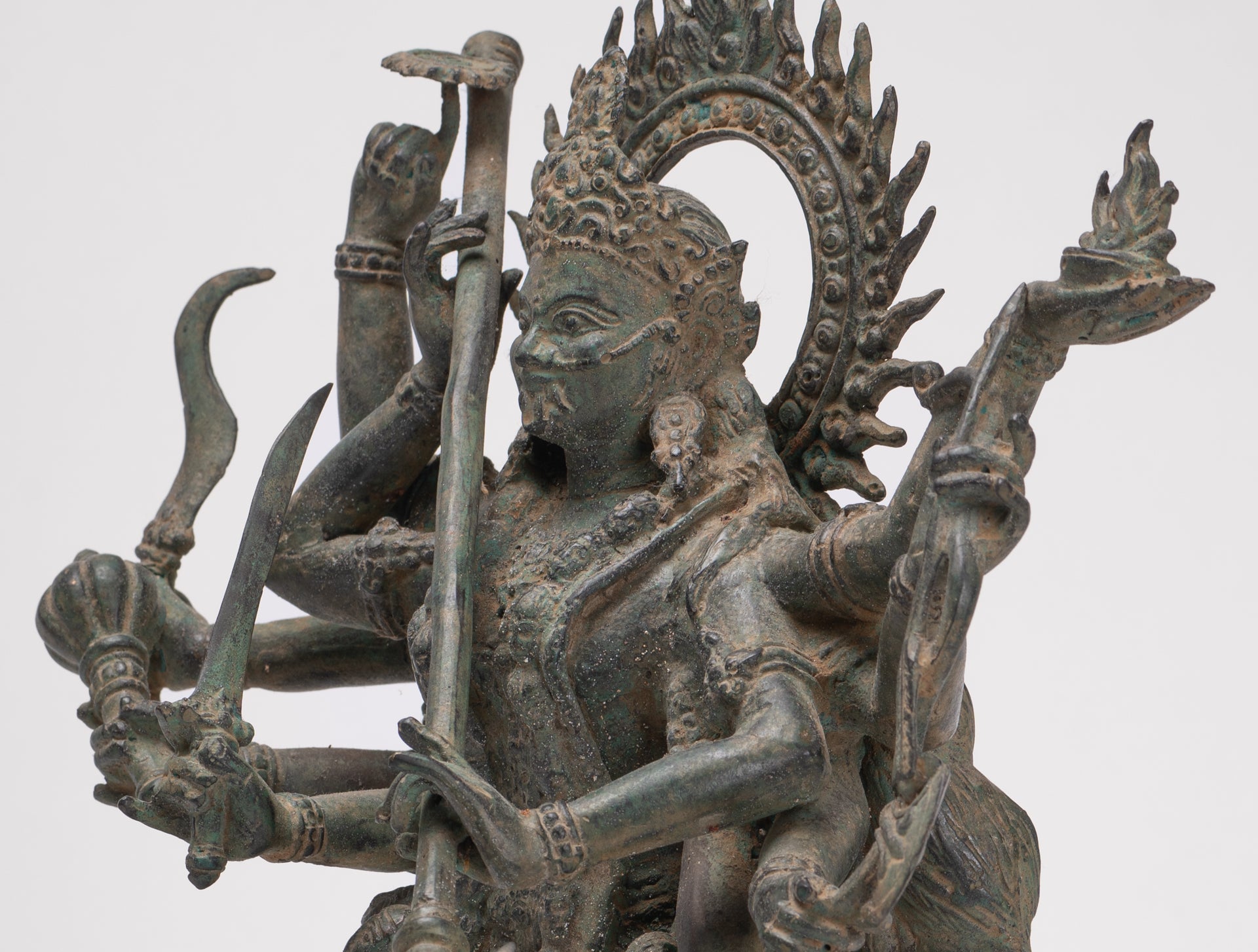 Kali Statue - Antique Java Style Majapahit Standing Bronze Kali or Mahakali Statue - 43cm/17"