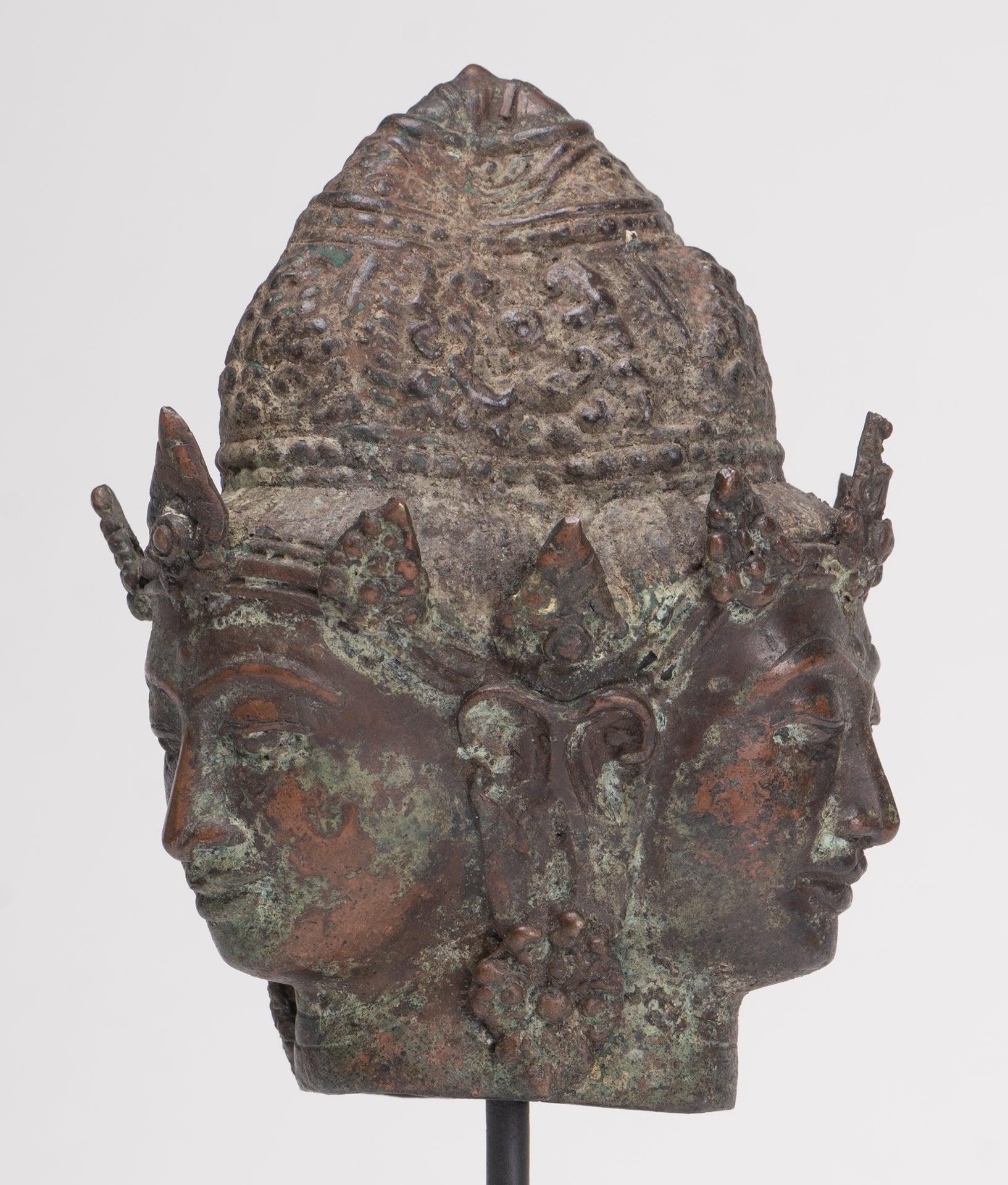 Trimurti Statue - Antique Indonesian Style Trimurti Shiva Brahma Vishnu Head - 21cm/8"