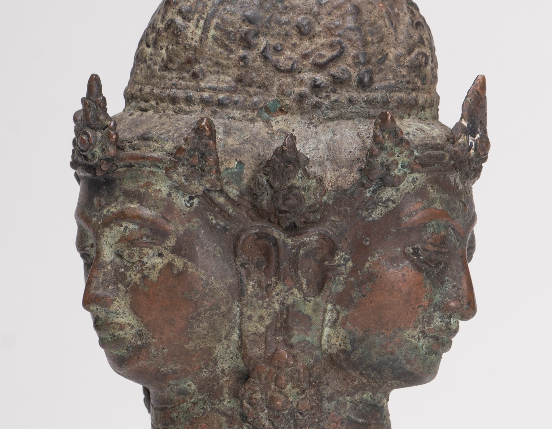 Trimurti Statue - Antique Indonesian Style Trimurti Shiva Brahma Vishnu Head - 21cm/8"