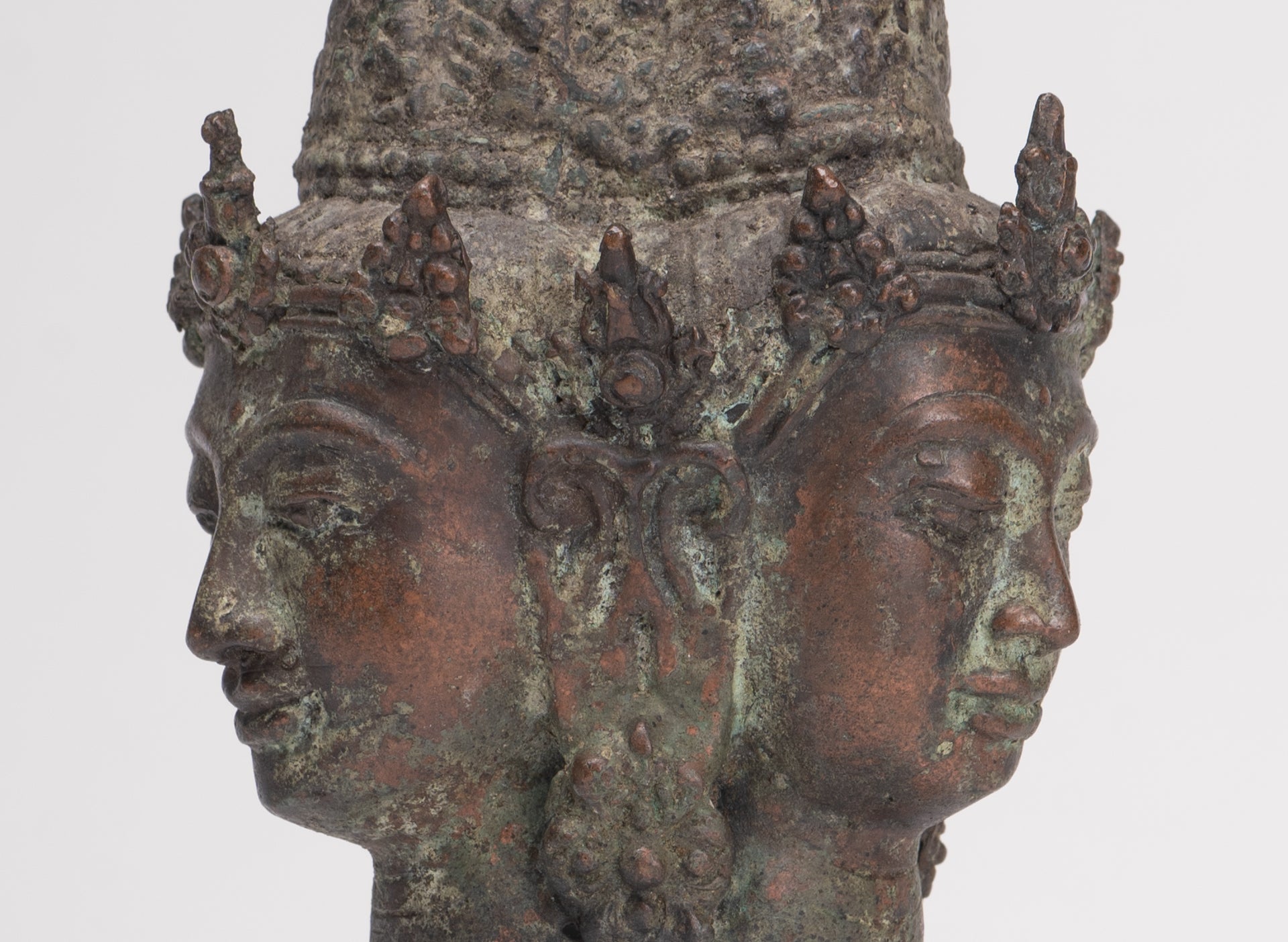 Trimurti Statue - Antique Indonesian Style Trimurti Shiva Brahma Vishnu Head - 21cm/8"