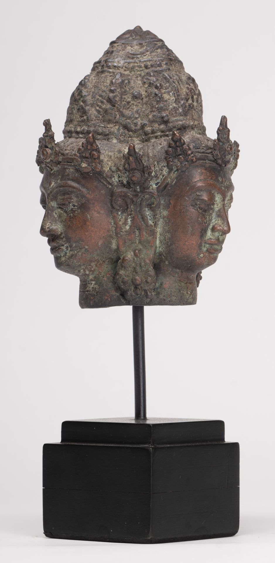 Trimurti Statue - Antique Indonesian Style Trimurti Shiva Brahma Vishnu Head - 21cm/8"