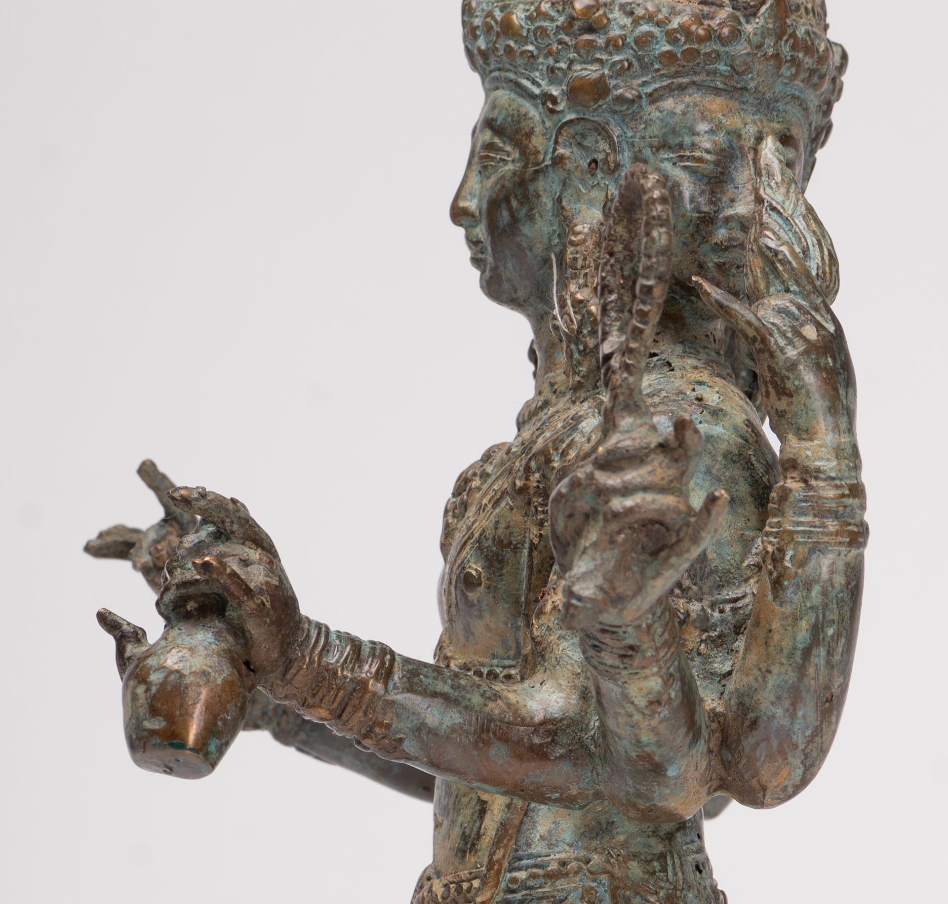 Trimurti Statue - Antique Indonesian Style Trimurti Shiva Brahma Vishnu Statue - 32.5cm/13"