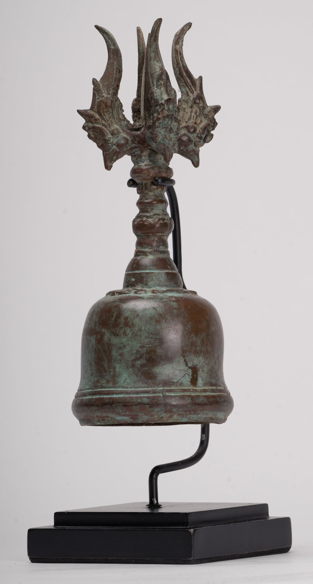 Antique Balinese Style Bronze Mounted Trident Ritual Genta Bell - 31cm/12"