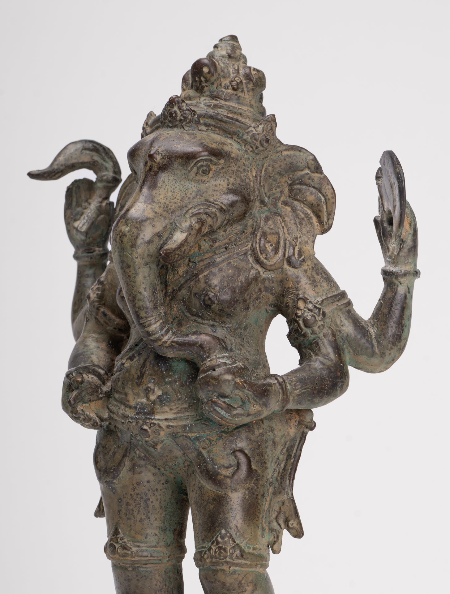 Ganesha Statue - Antique Javanese Style Bronze Standing Indonesian Ganesha Statue - 30cm/12"