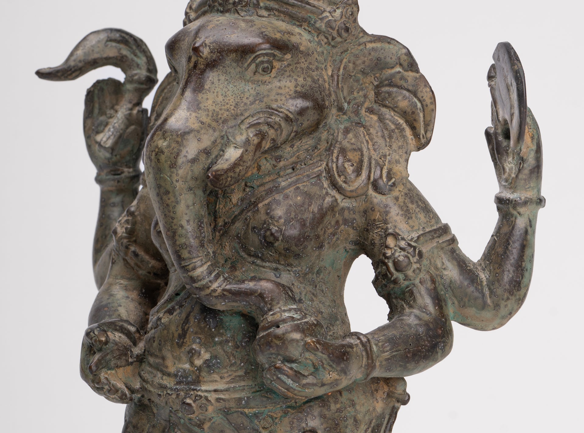 Ganesha Statue - Antique Javanese Style Bronze Standing Indonesian Ganesha Statue - 30cm/12"