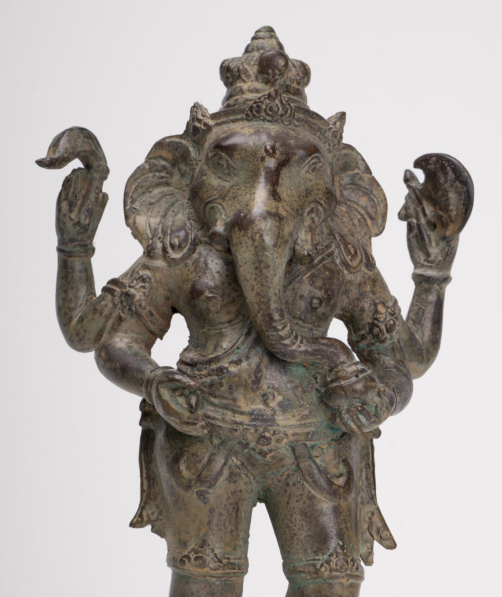Ganesha Statue - Antique Javanese Style Bronze Standing Indonesian Ganesha Statue - 30cm/12"