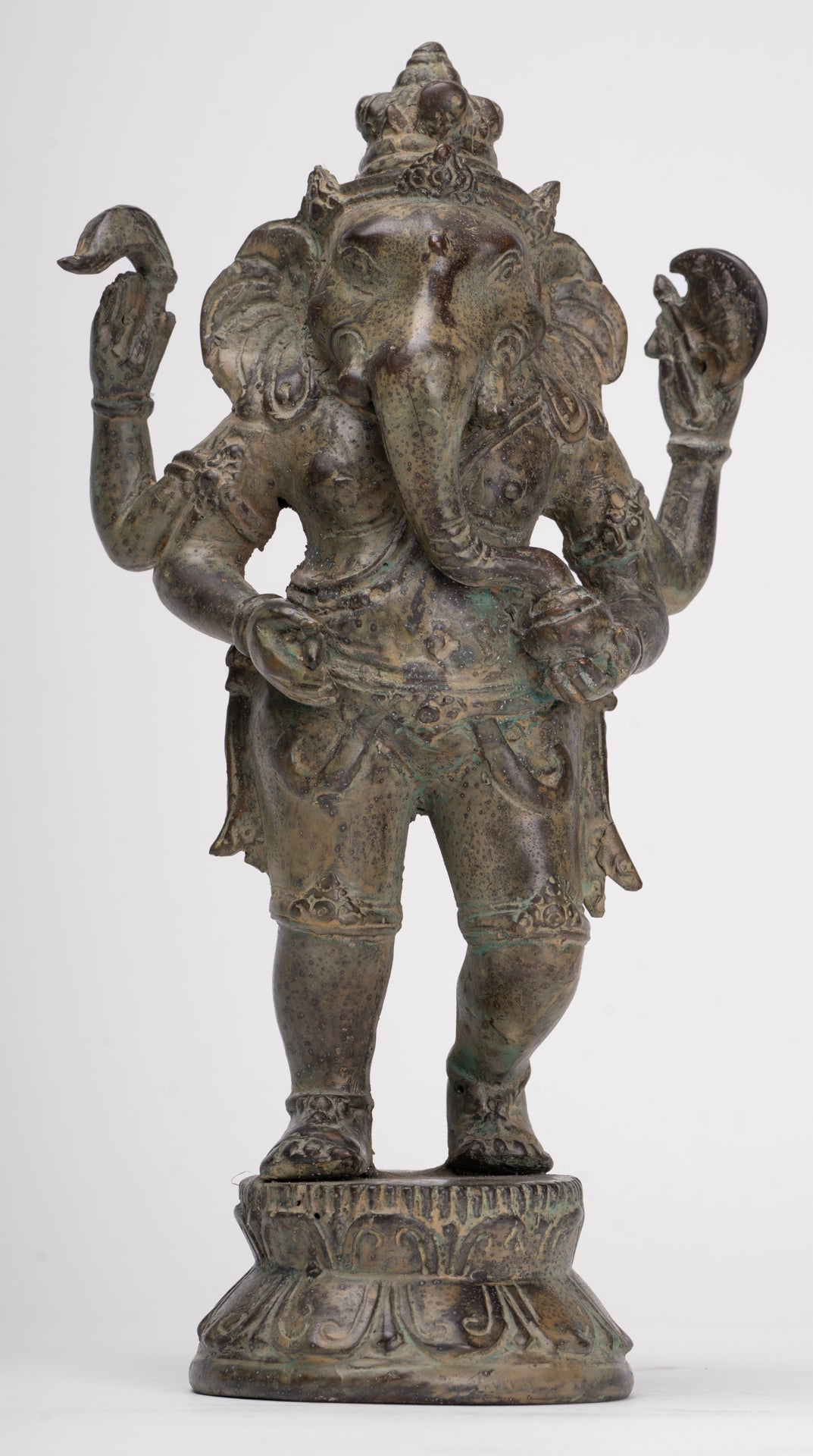 Ganesha Statue - Antique Javanese Style Bronze Standing Indonesian Ganesha Statue - 30cm/12"