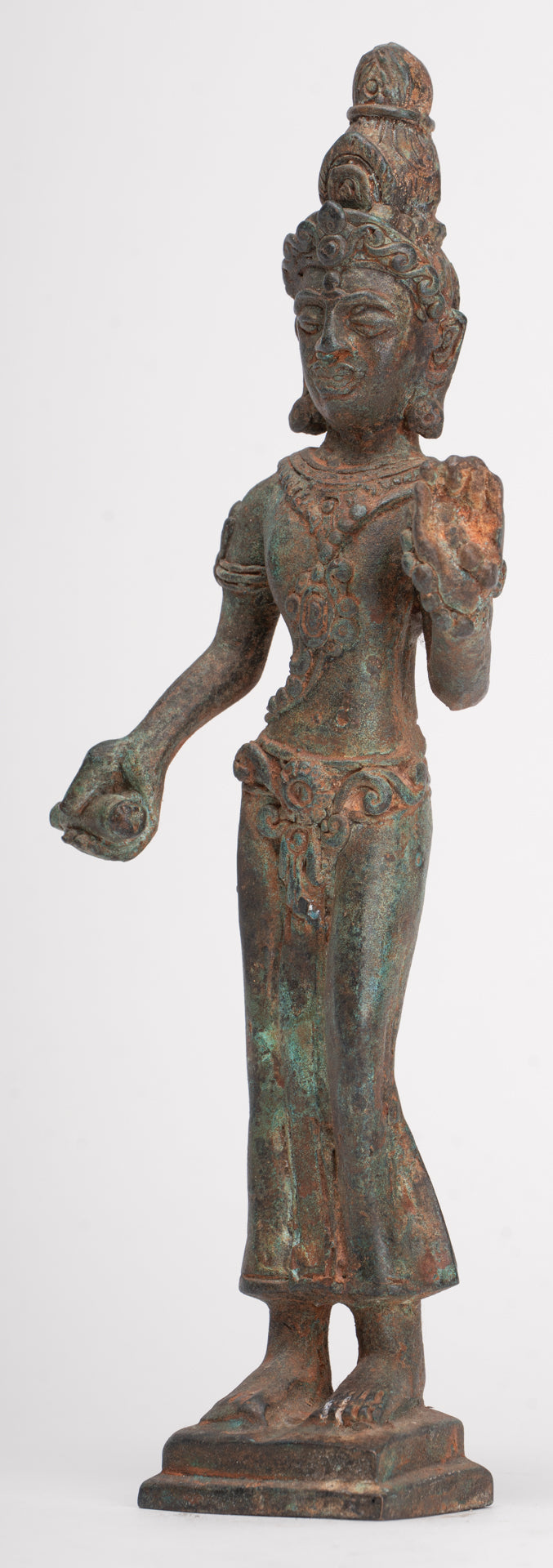 Antique Khmer Style Bronze Pre-Angkor Standing Shiva - 23cm/9"