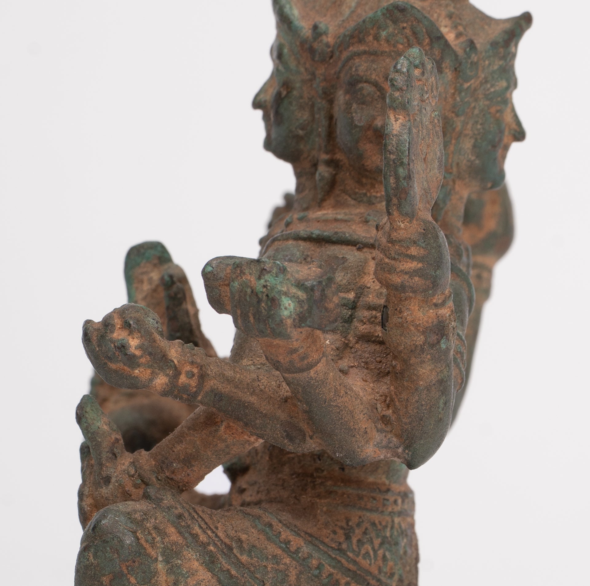 Brahma Statue - Antique Thai Style Bronze Brahma - Hindu God Creation - 12cm/5"