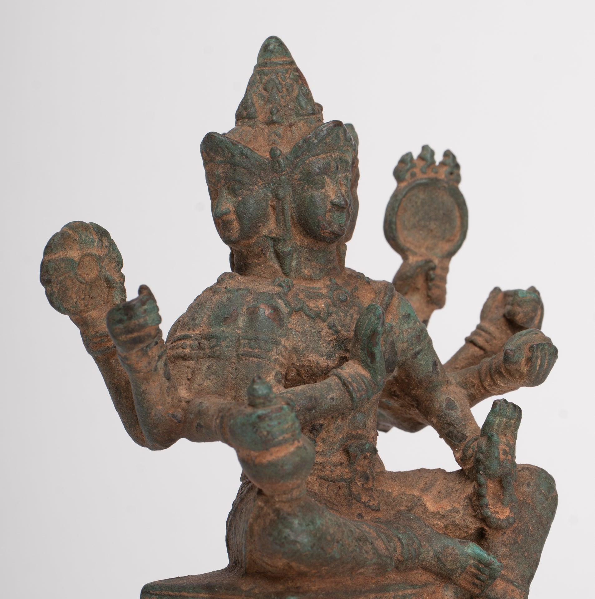 Brahma Statue - Antique Thai Style Bronze Brahma - Hindu God Creation - 12cm/5"