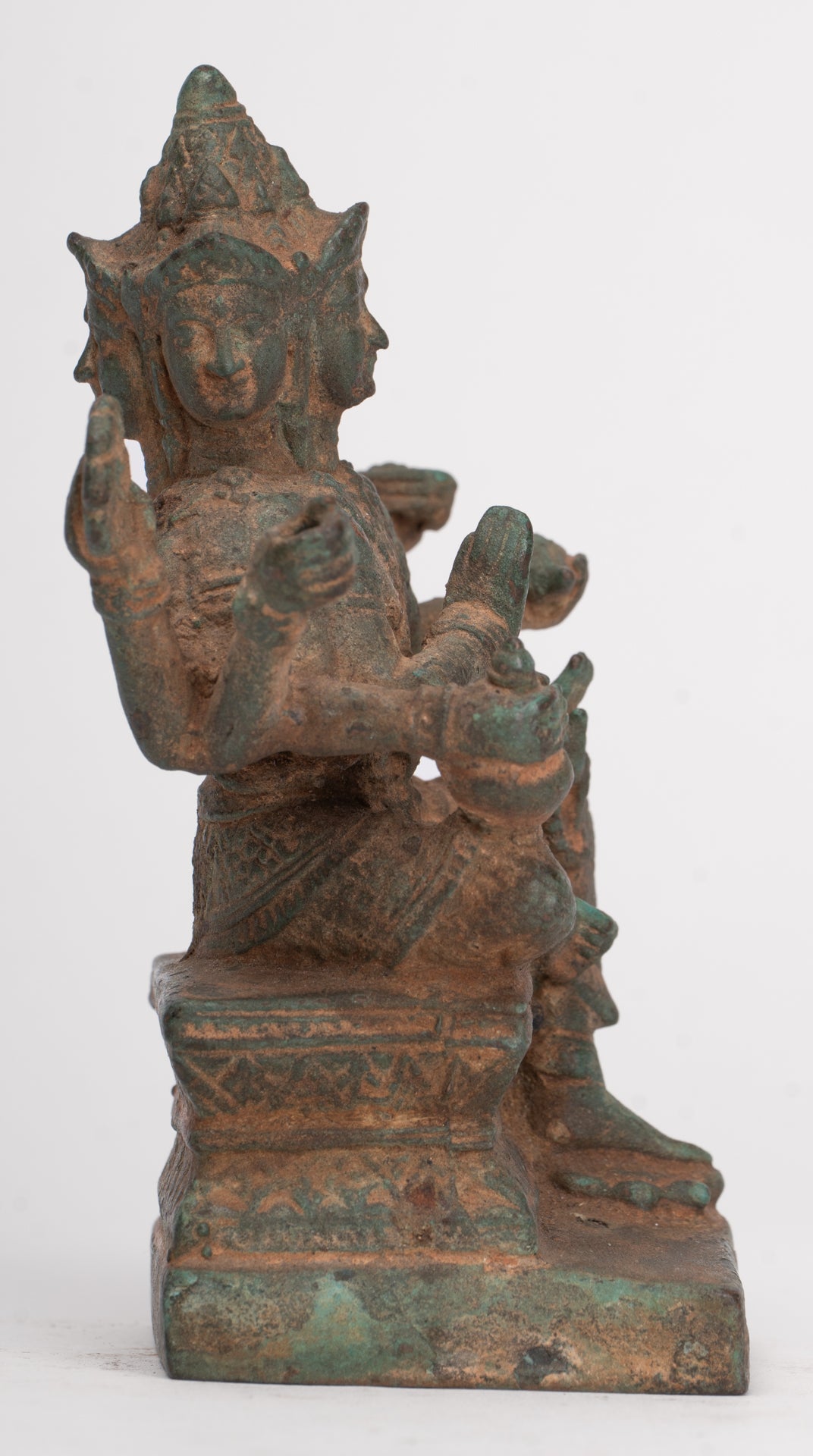 Brahma Statue - Antique Thai Style Bronze Brahma - Hindu God Creation - 12cm/5"