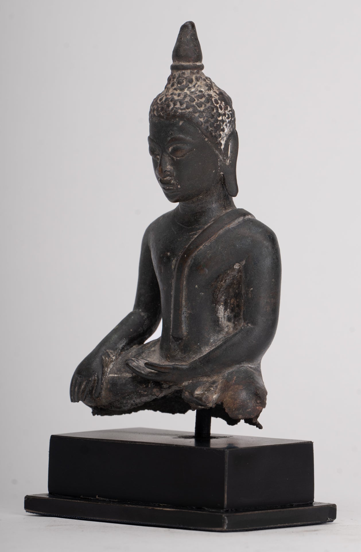 Buddha Statue - Antique Ayutthaya Style Seated Enlightenment Buddha Statue - 15cm/6"