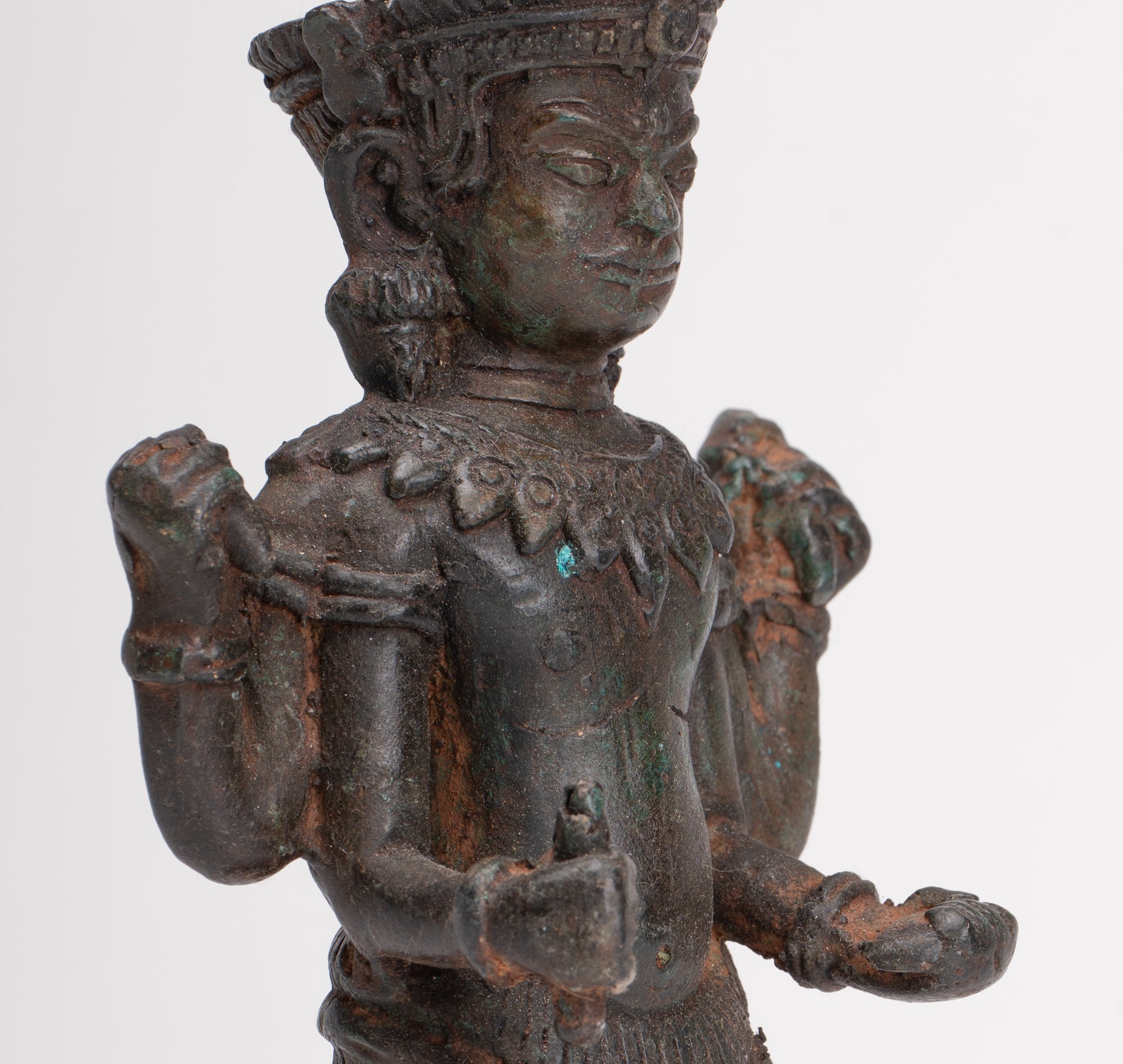 Shiva Statue - Antique Thai Style Bronze Standing Lopburi Shiva Statue - 23cm/9"