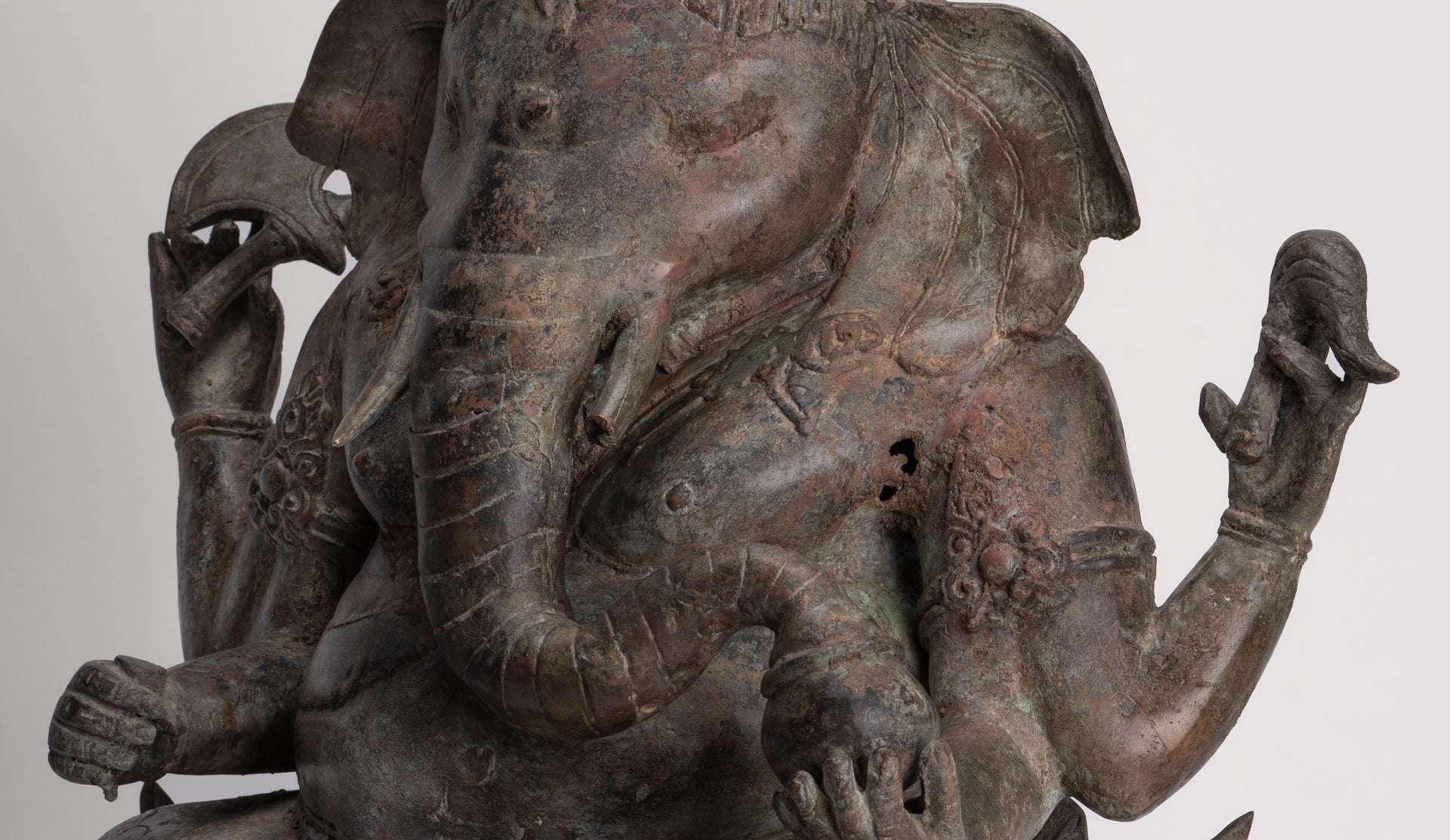 Ganesh - Antique Indonesian Style Bronze Seated Ganesha Statue - 49cm/20"