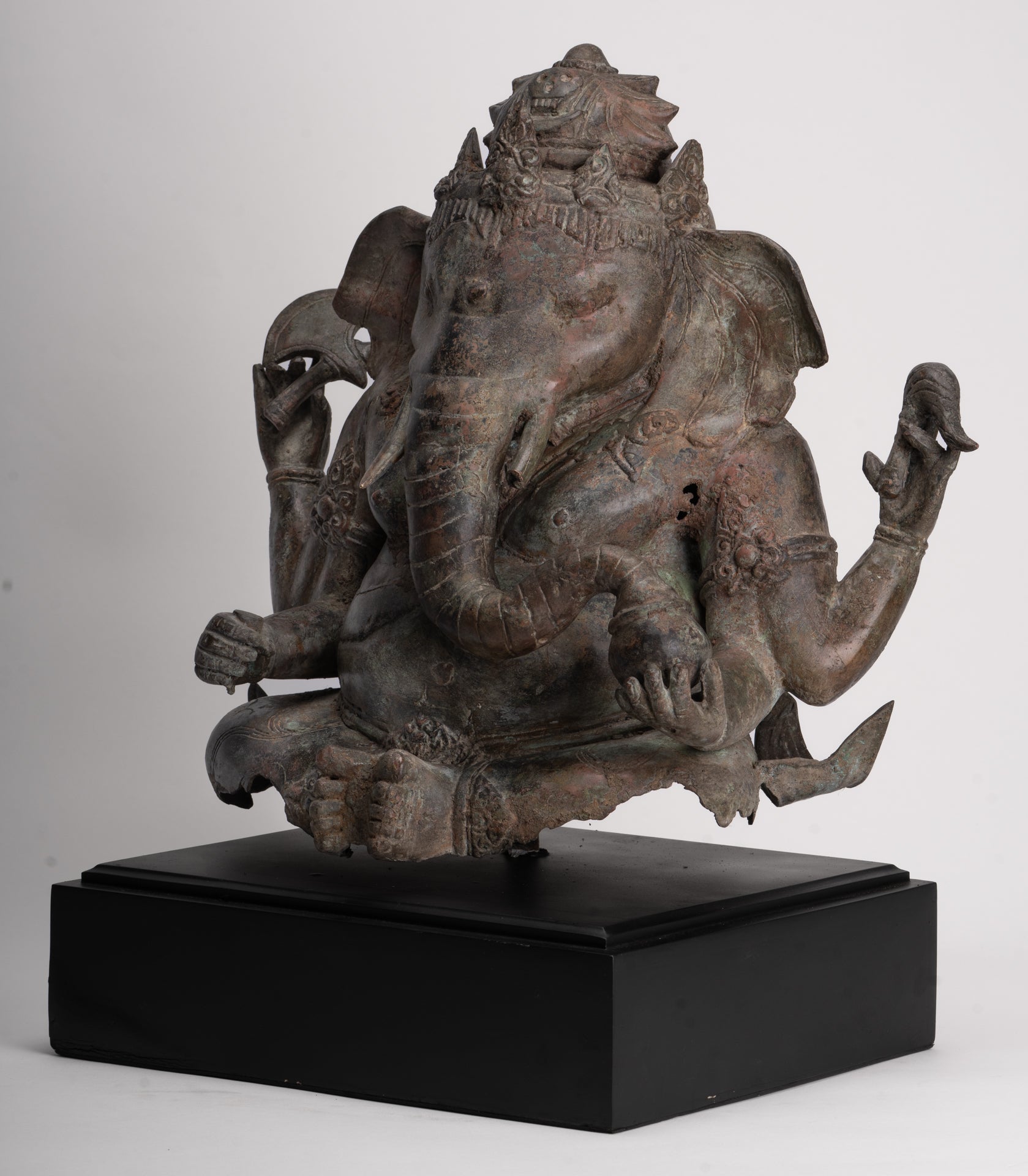 Ganesh - Antique Indonesian Style Bronze Seated Ganesha Statue - 49cm/20"