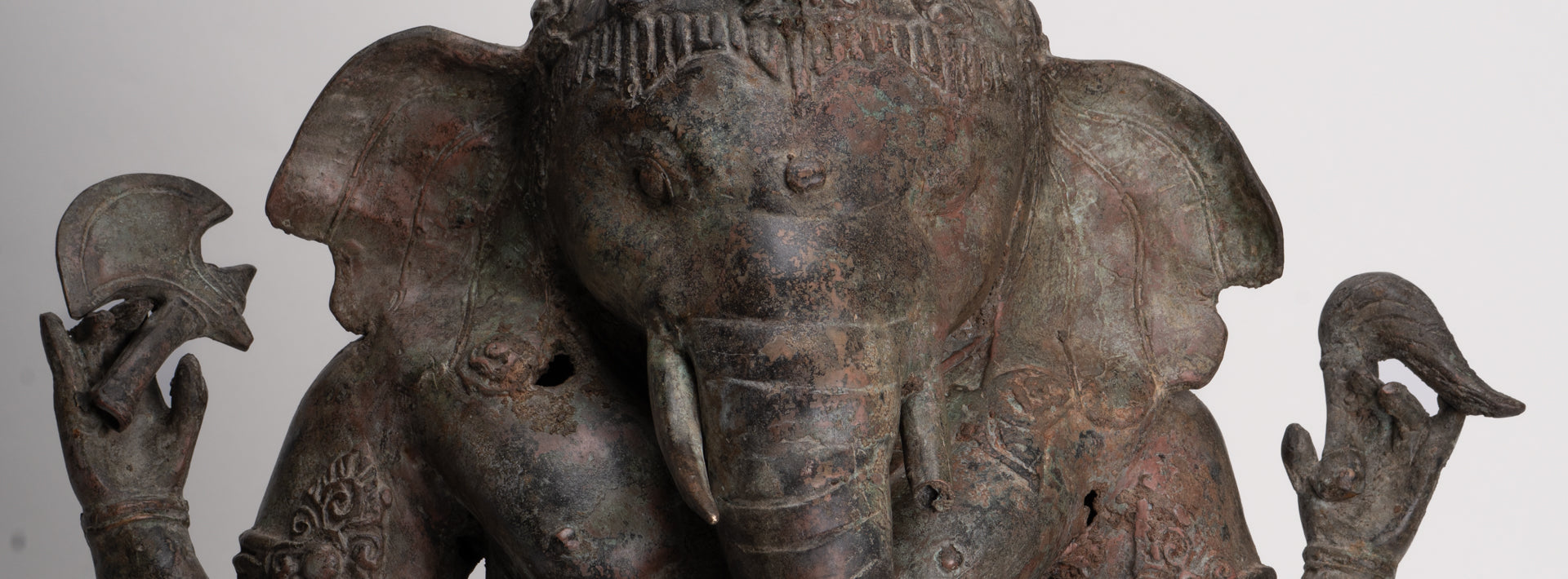 Ganesh - Antique Indonesian Style Bronze Seated Ganesha Statue - 49cm/20"