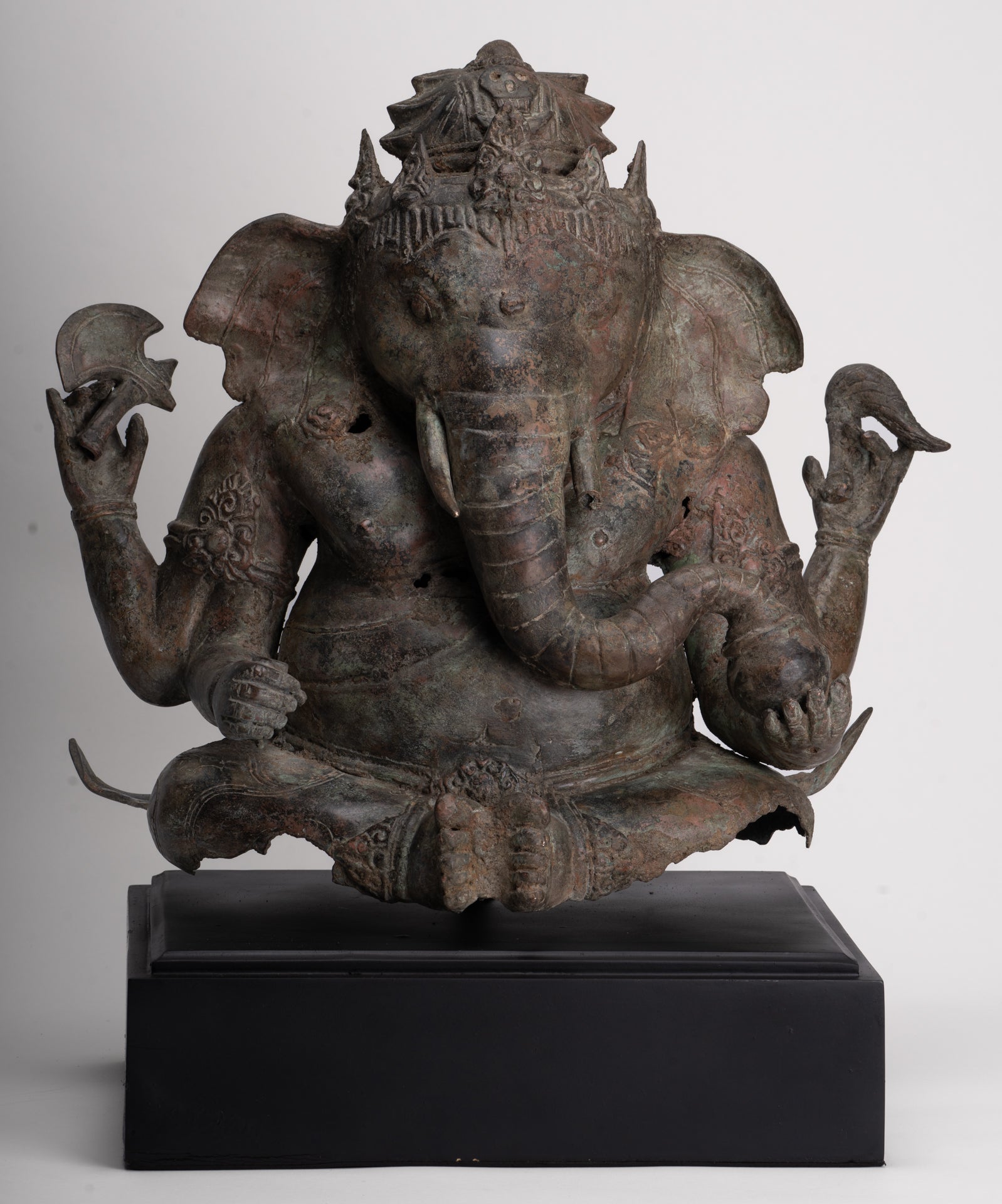 Ganesh - Antique Indonesian Style Bronze Seated Ganesha Statue - 49cm/20"