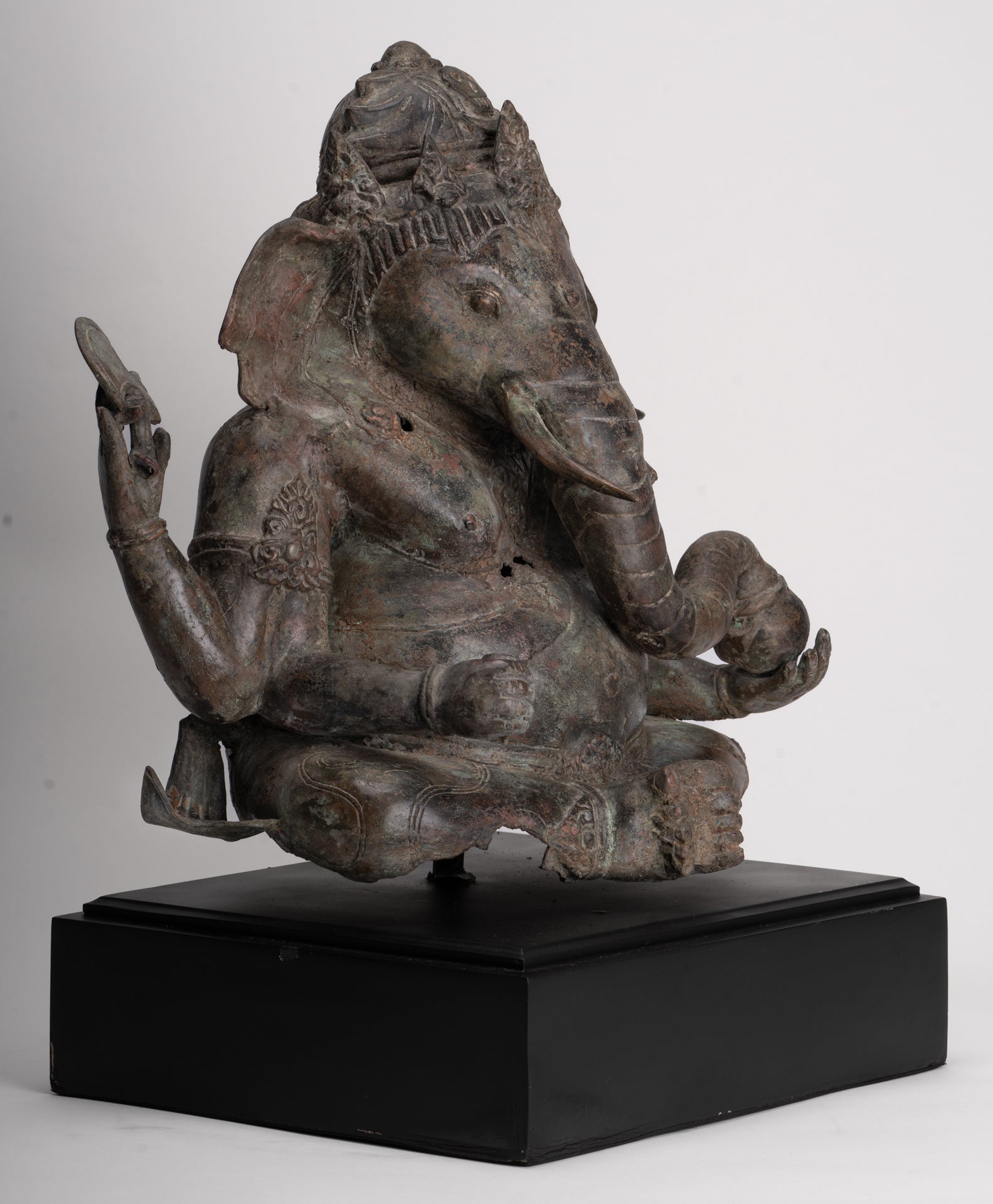 Ganesh - Antique Indonesian Style Bronze Seated Ganesha Statue - 49cm/20"