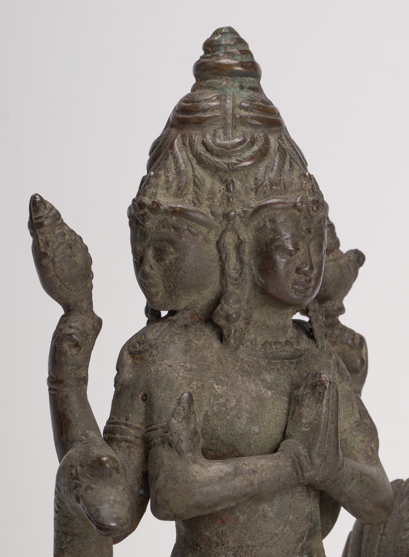 Antique Indonesian Style Majapahit Standing Bronze Brahma Statue - 30cm/12"