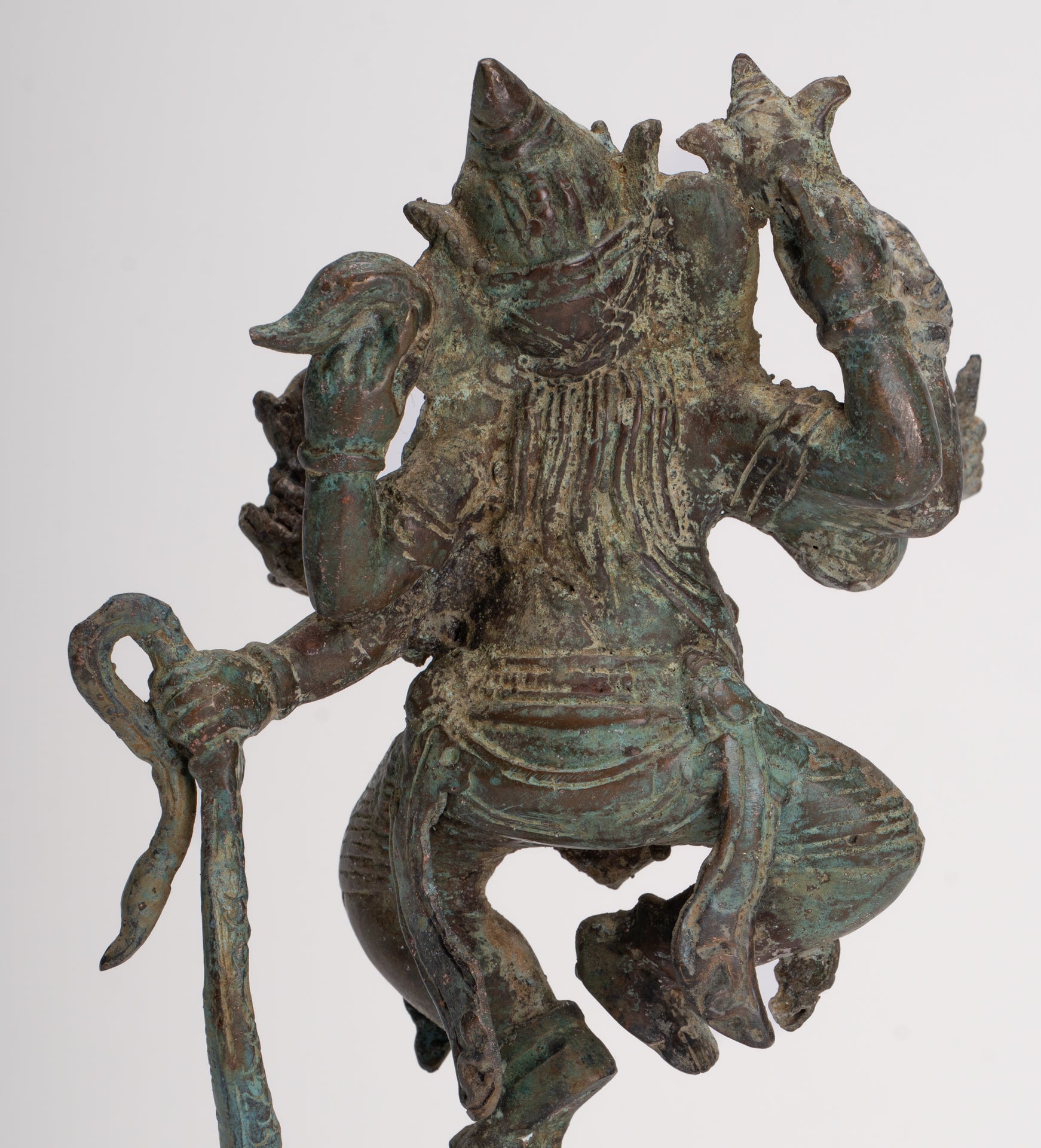 Antique Javanese Style Bronze Dancing Indonesian Ganesha Statue with Naga - 25cm/10"