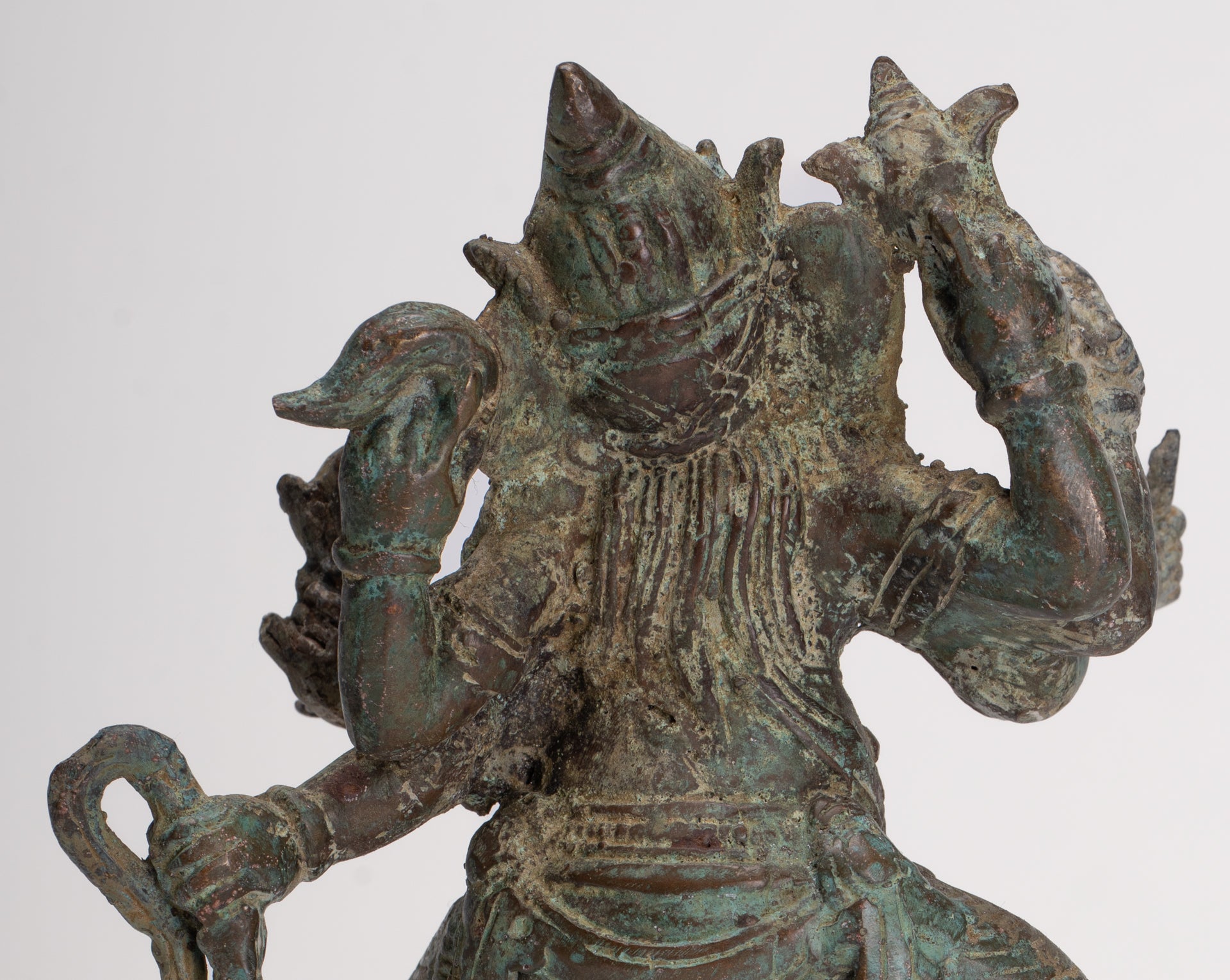 Antique Javanese Style Bronze Dancing Indonesian Ganesha Statue with Naga - 25cm/10"