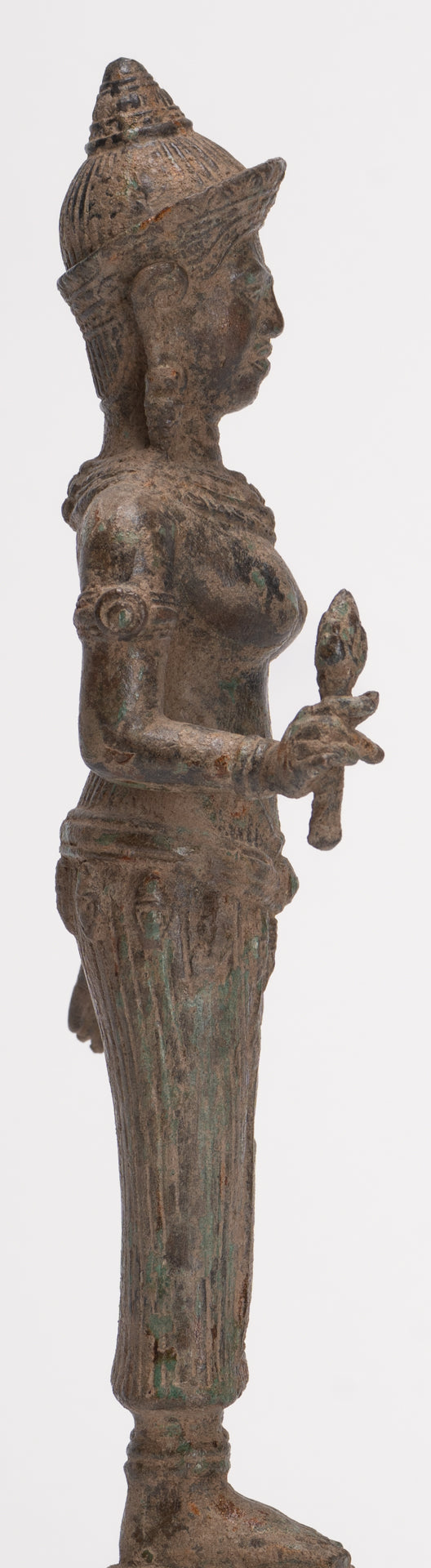 Statua antica di Lakshmi o Uma in pietra Koh Ker in stile Khmer - 25 cm/10"